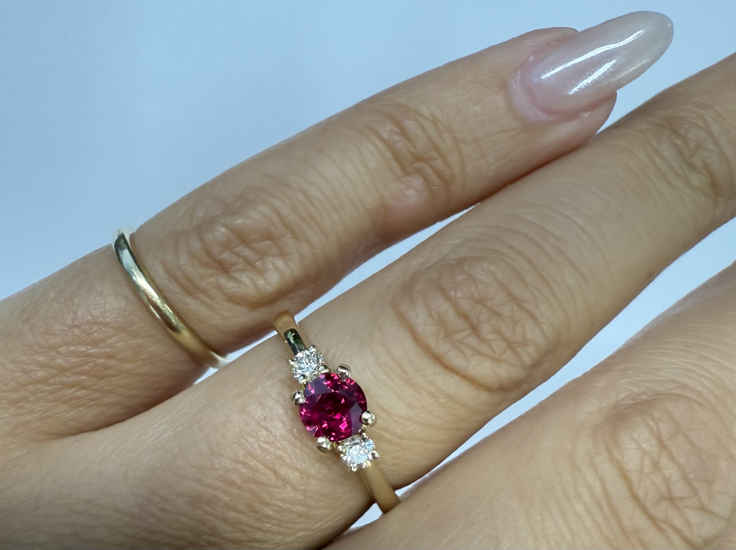 14k Yellow Gold Genuine 1/2 Cttw Ruby & Diamond 3 Stone Ring - Image 38