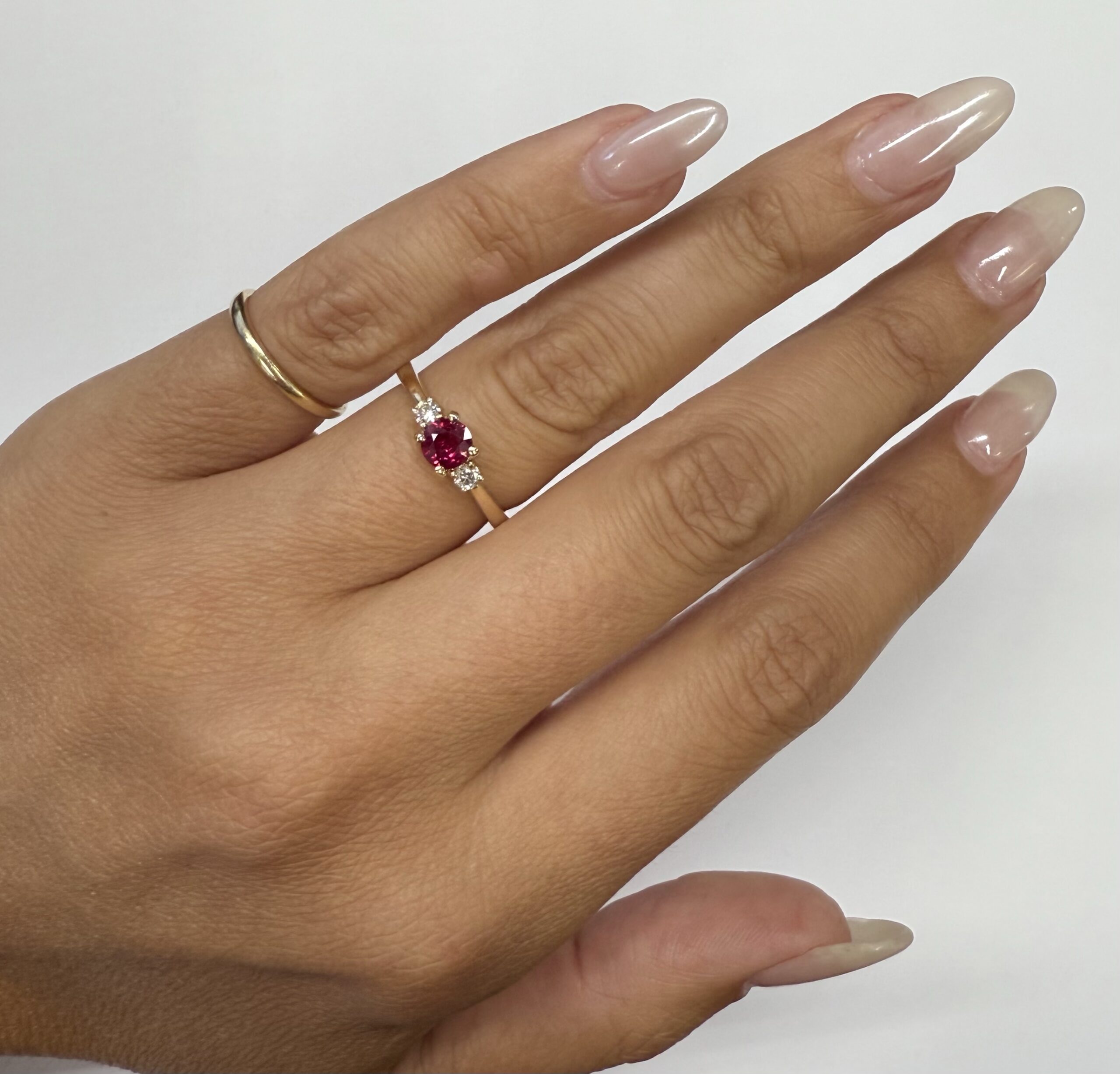 14k Yellow Gold Genuine 1/2 Cttw Ruby & Diamond 3 Stone Ring - Image 42