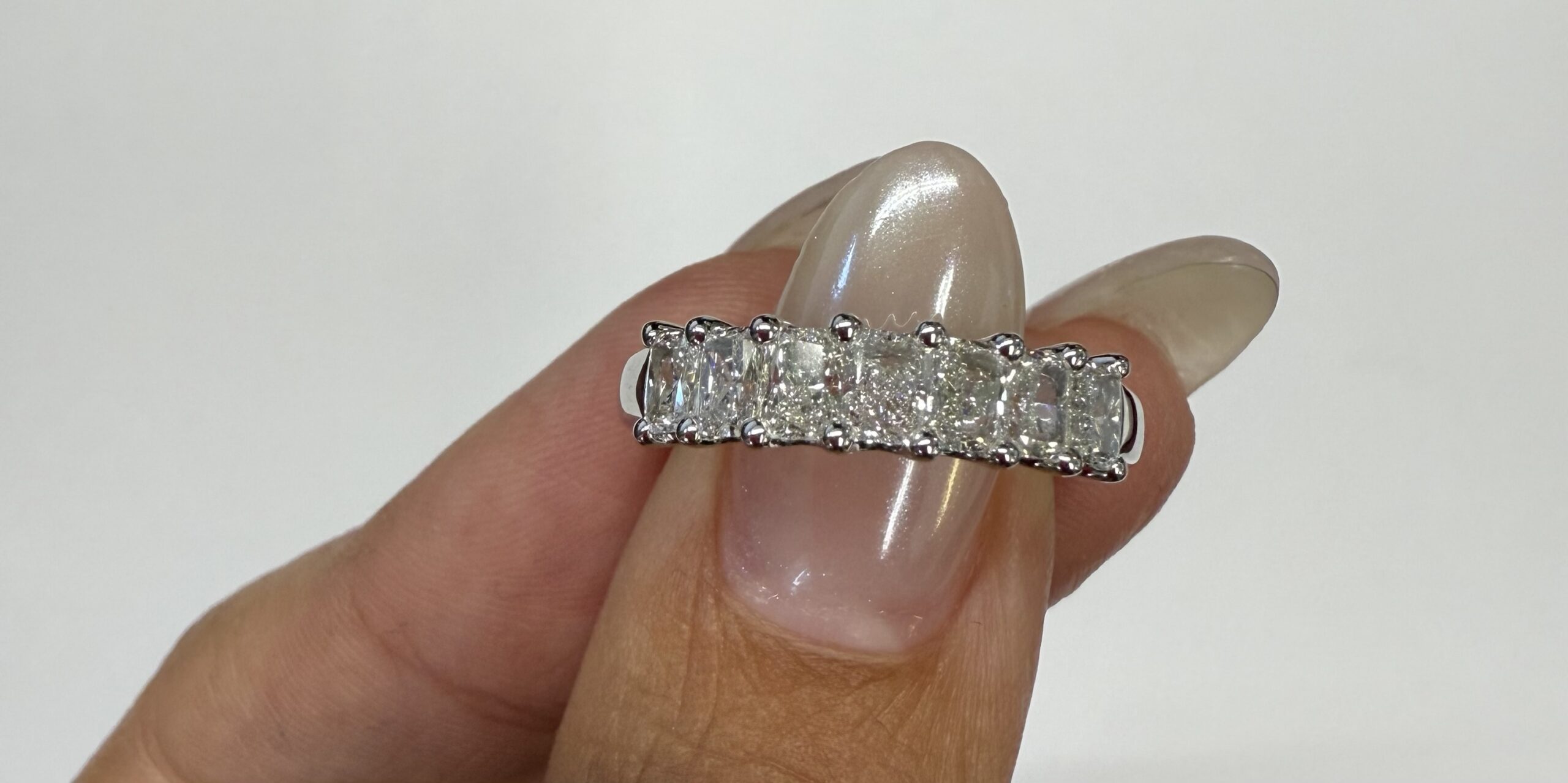 14k White Gold 7 Stone Genuine 1.22 Cttw Radiant Cut Diamond Band - Image 9