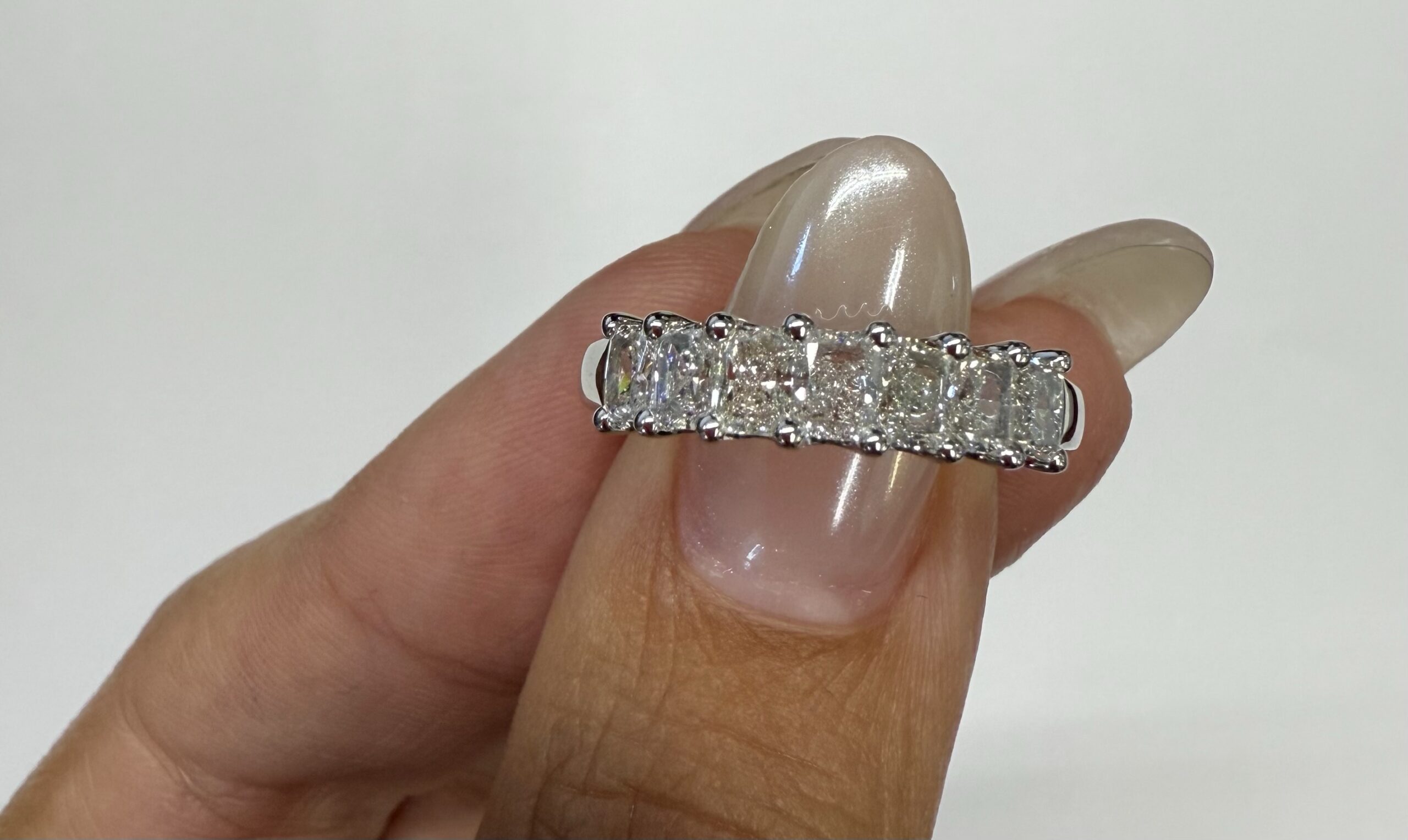 14k White Gold 7 Stone Genuine 1.22 Cttw Radiant Cut Diamond Band - Image 10