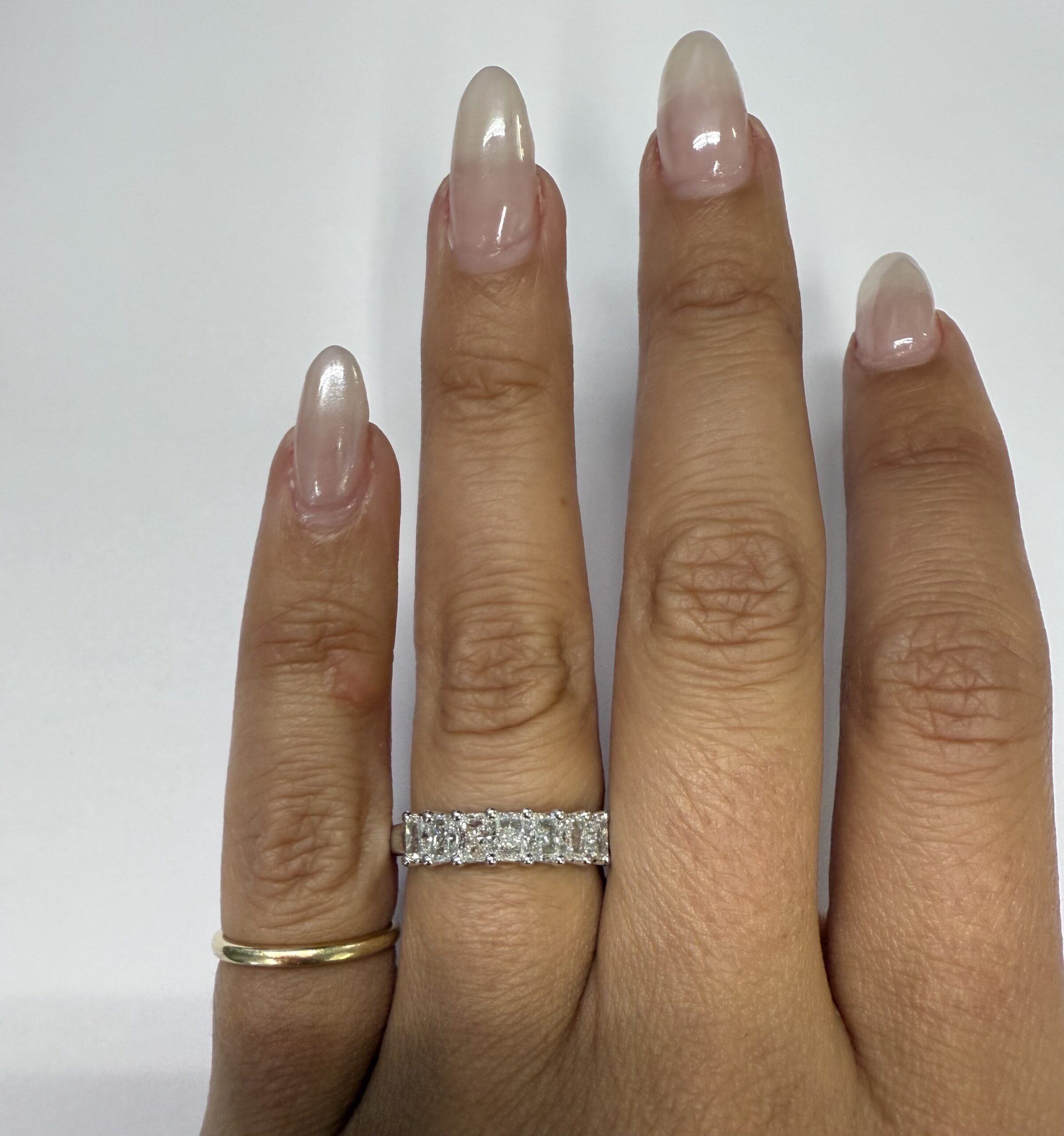 14k White Gold 7 Stone Genuine 1.22 Cttw Radiant Cut Diamond Band - Image 22