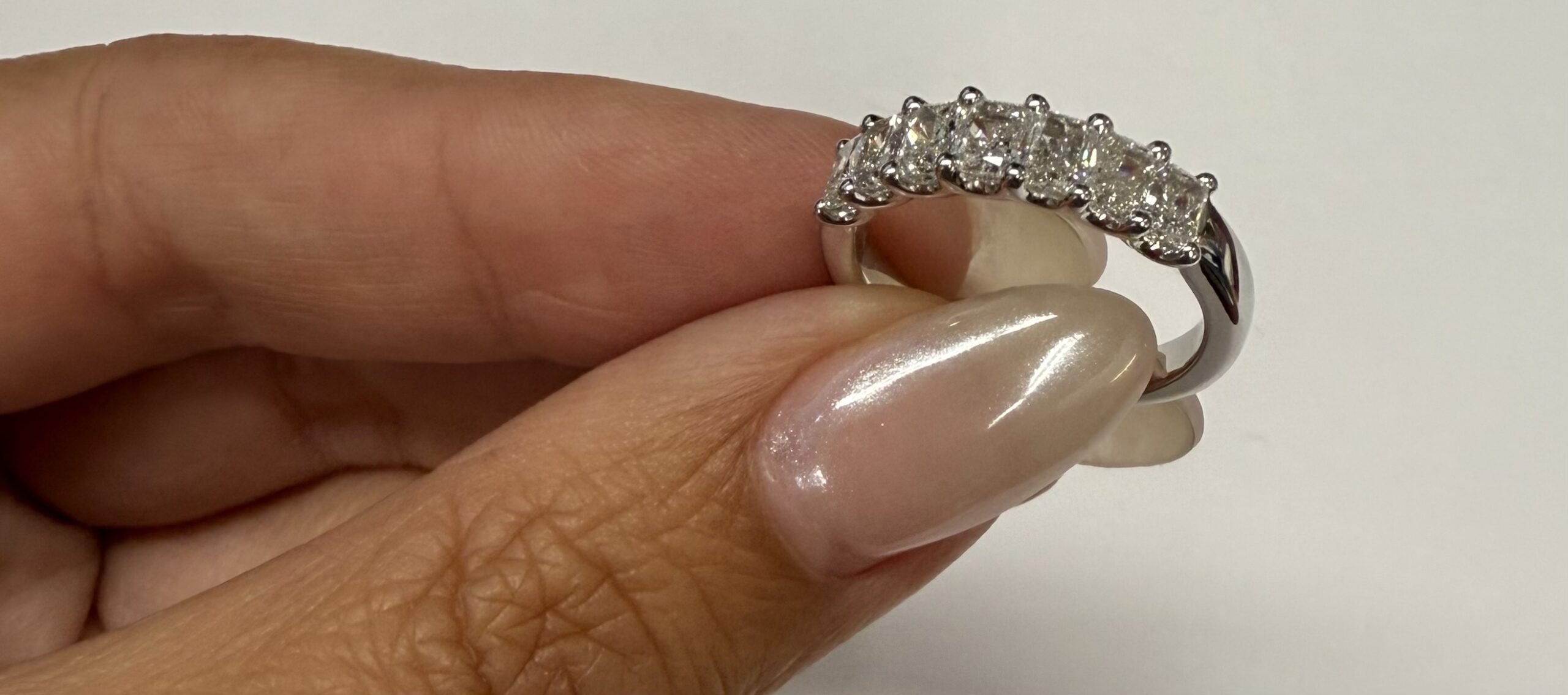 14k White Gold 7 Stone Genuine 1.22 Cttw Radiant Cut Diamond Band - Image 29