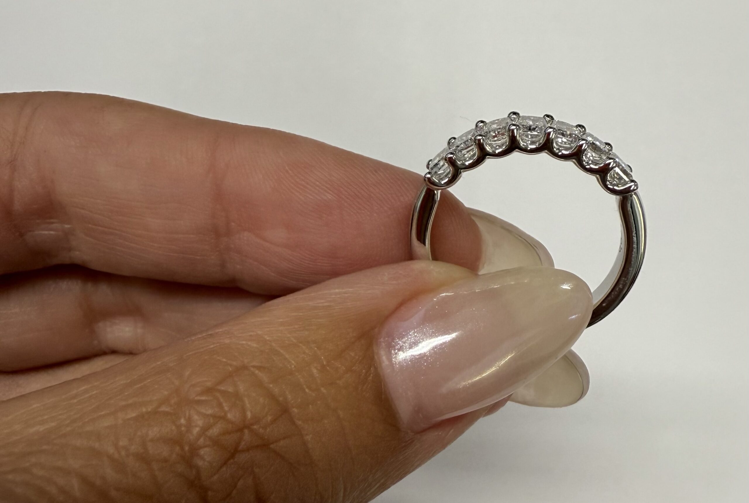 14k White Gold 7 Stone Genuine 1.22 Cttw Radiant Cut Diamond Band - Image 30