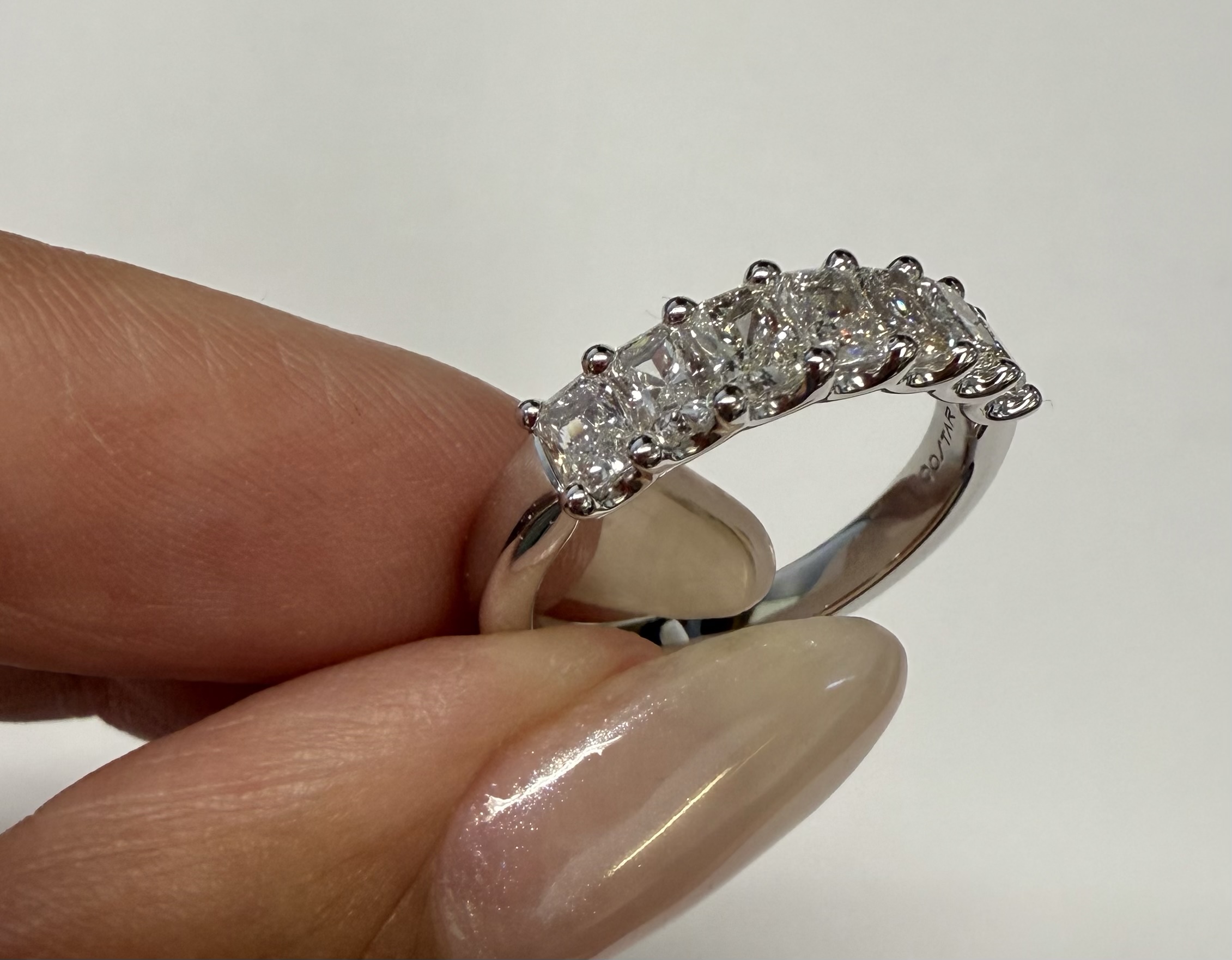 14k White Gold 7 Stone Genuine 1.22 Cttw Radiant Cut Diamond Band - Image 32