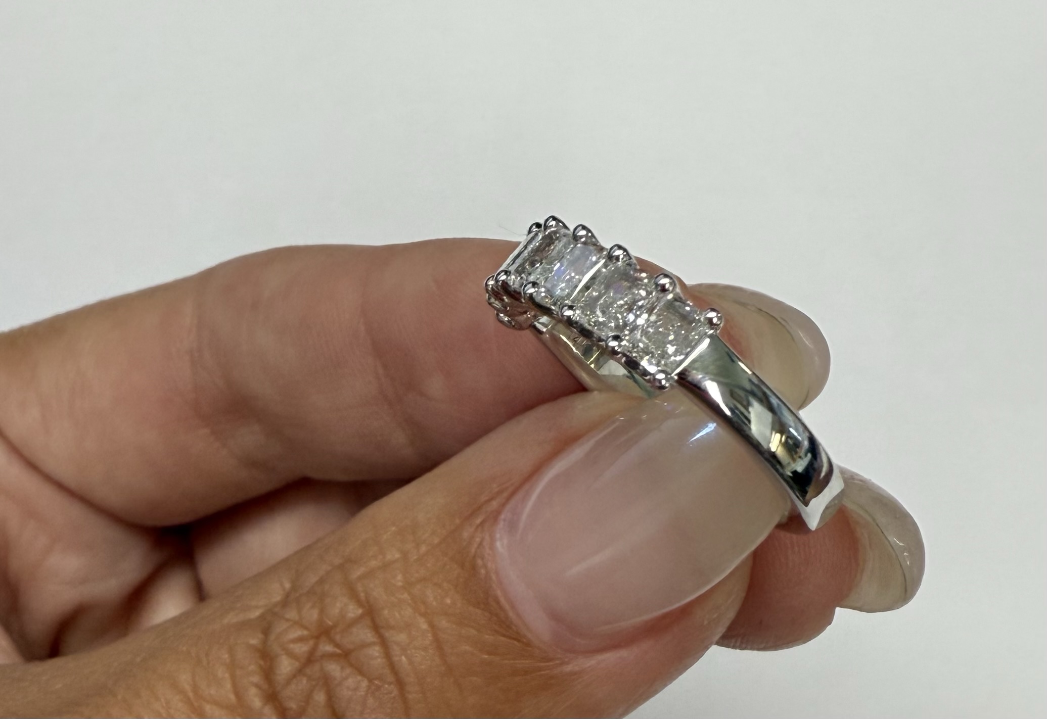 14k White Gold 7 Stone Genuine 1.22 Cttw Radiant Cut Diamond Band - Image 35