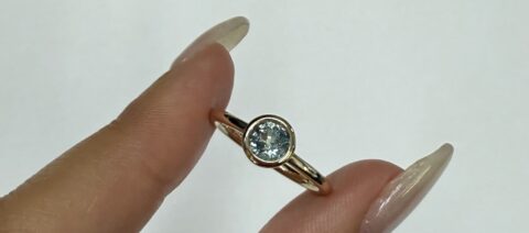 14k Yellow Gold Genuine .80 Cttw Montana Sapphire Bezel Ring