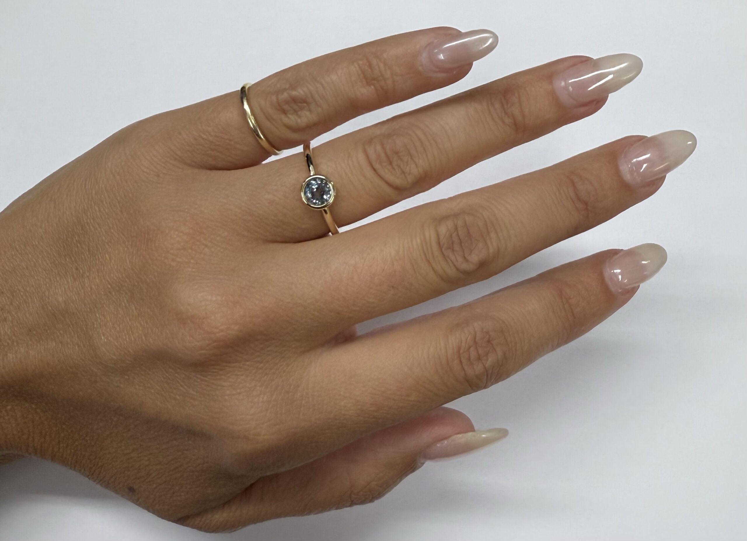 14k Yellow Gold Genuine .80 Cttw Montana Sapphire Bezel Ring - Image 16