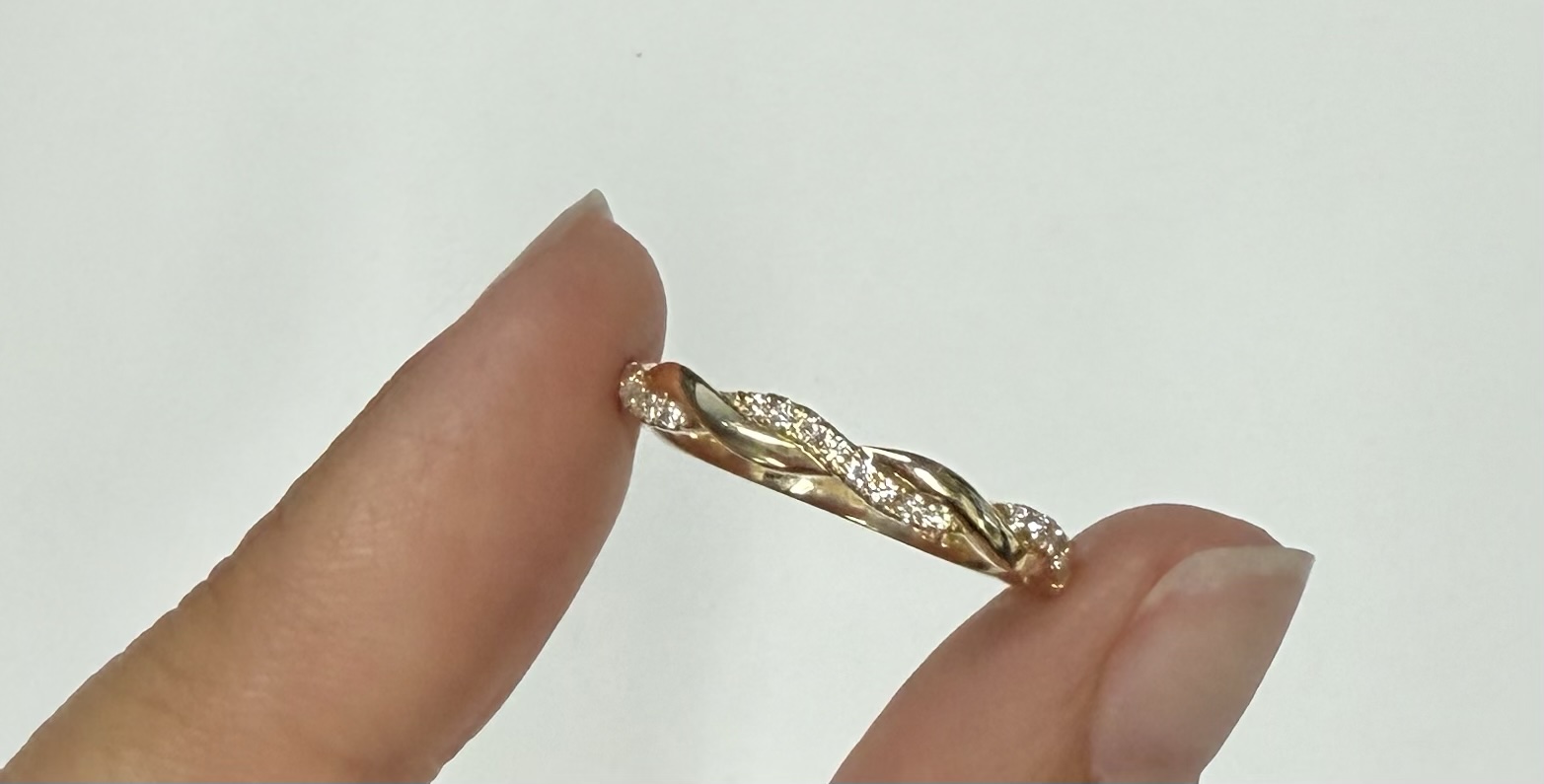 14k Yellow Gold Genuine .15 Cttw Round Brilliant Cut Diamond Braided Band