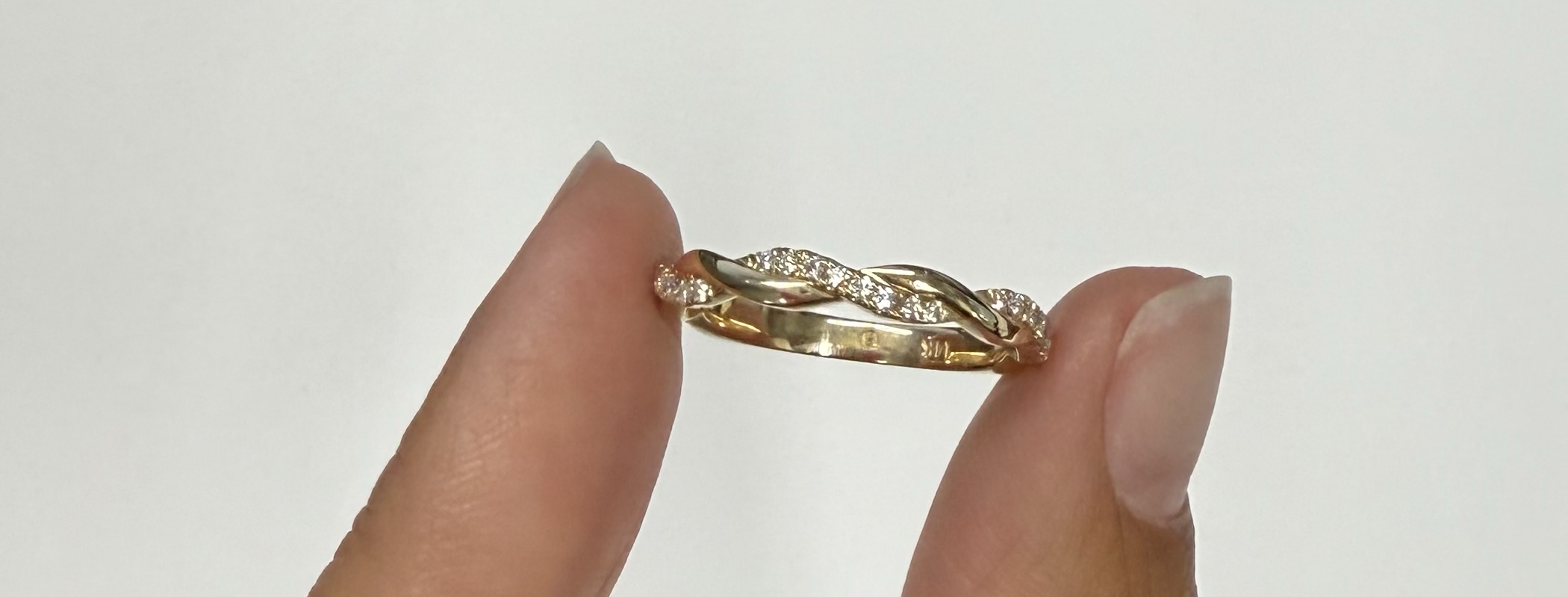 14k Yellow Gold Genuine .15 Cttw Round Brilliant Cut Diamond Braided Band - Image 2