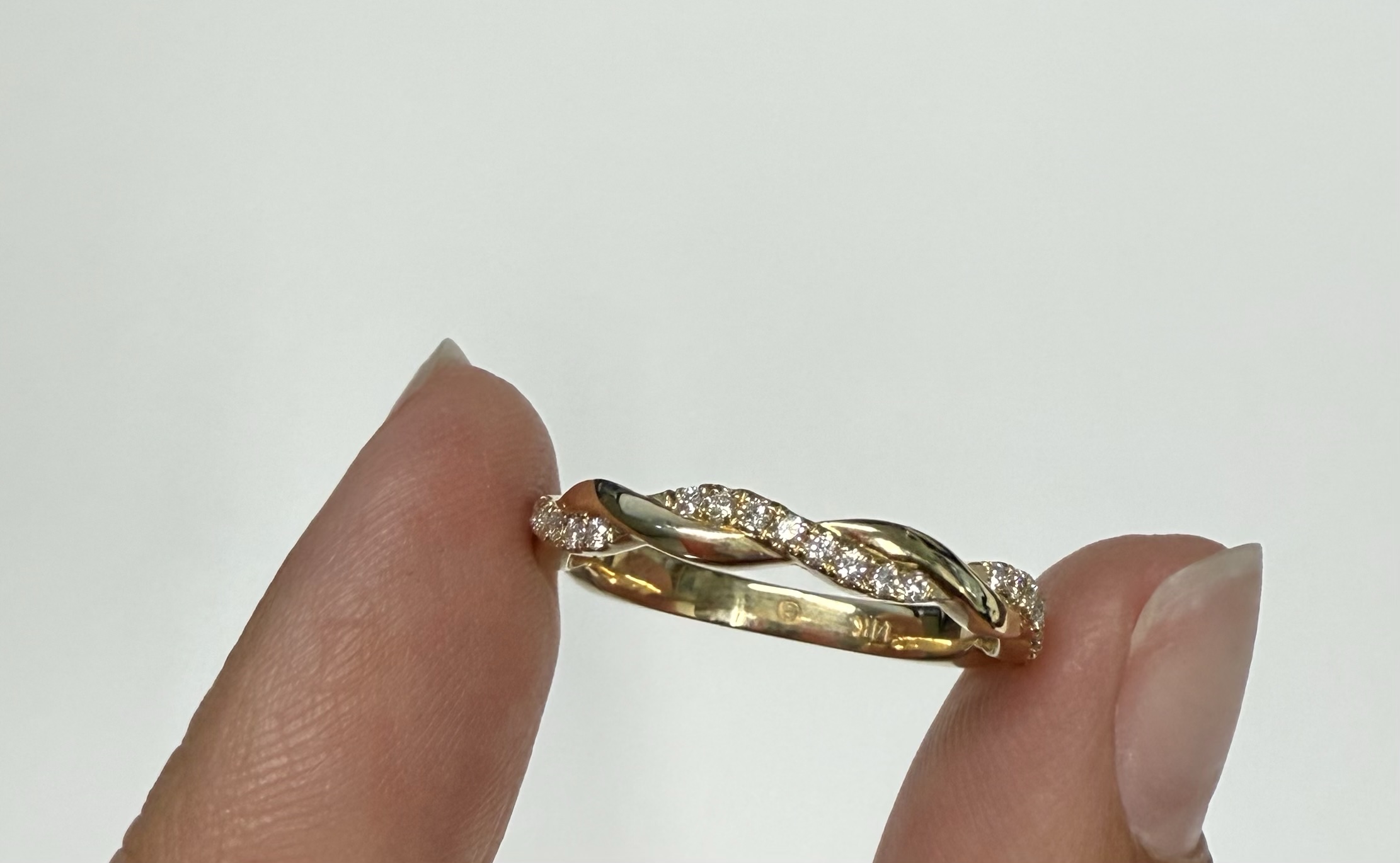 14k Yellow Gold Genuine .15 Cttw Round Brilliant Cut Diamond Braided Band - Image 3