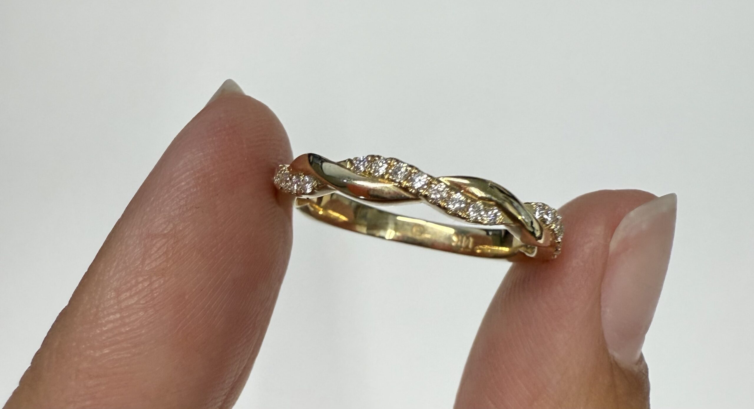 14k Yellow Gold Genuine .15 Cttw Round Brilliant Cut Diamond Braided Band - Image 4