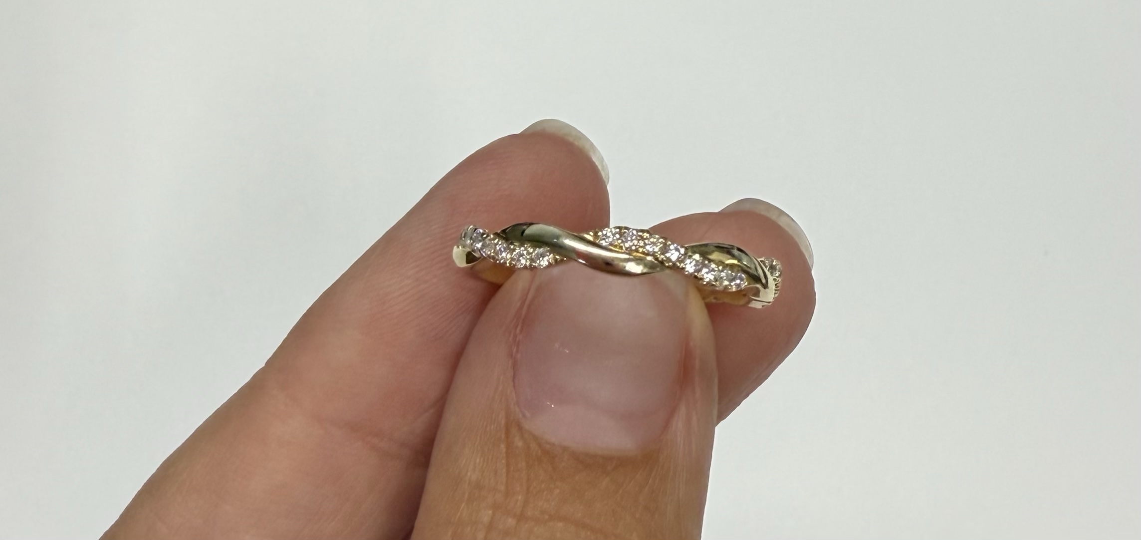 14k Yellow Gold Genuine .15 Cttw Round Brilliant Cut Diamond Braided Band - Image 8