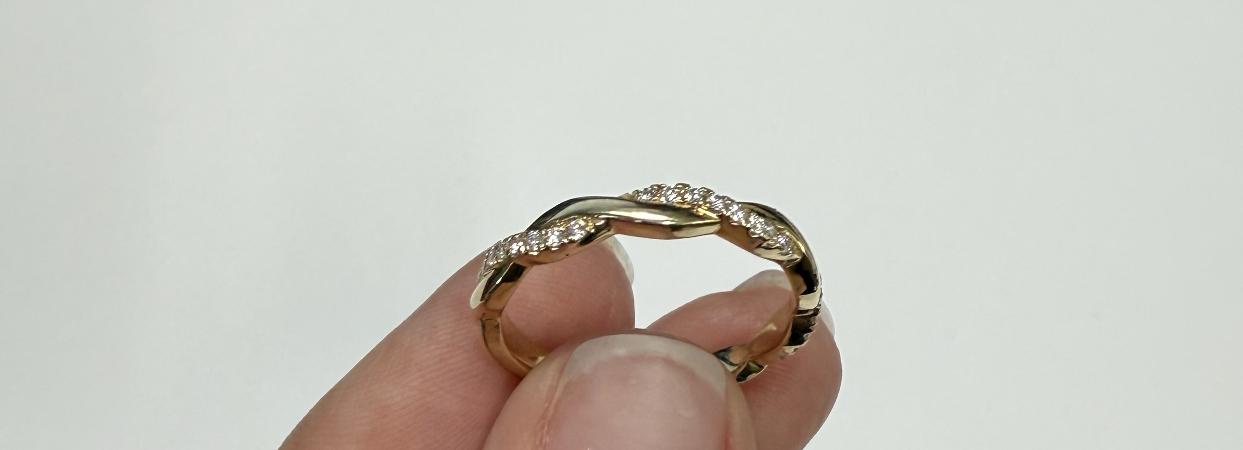14k Yellow Gold Genuine .15 Cttw Round Brilliant Cut Diamond Braided Band - Image 11