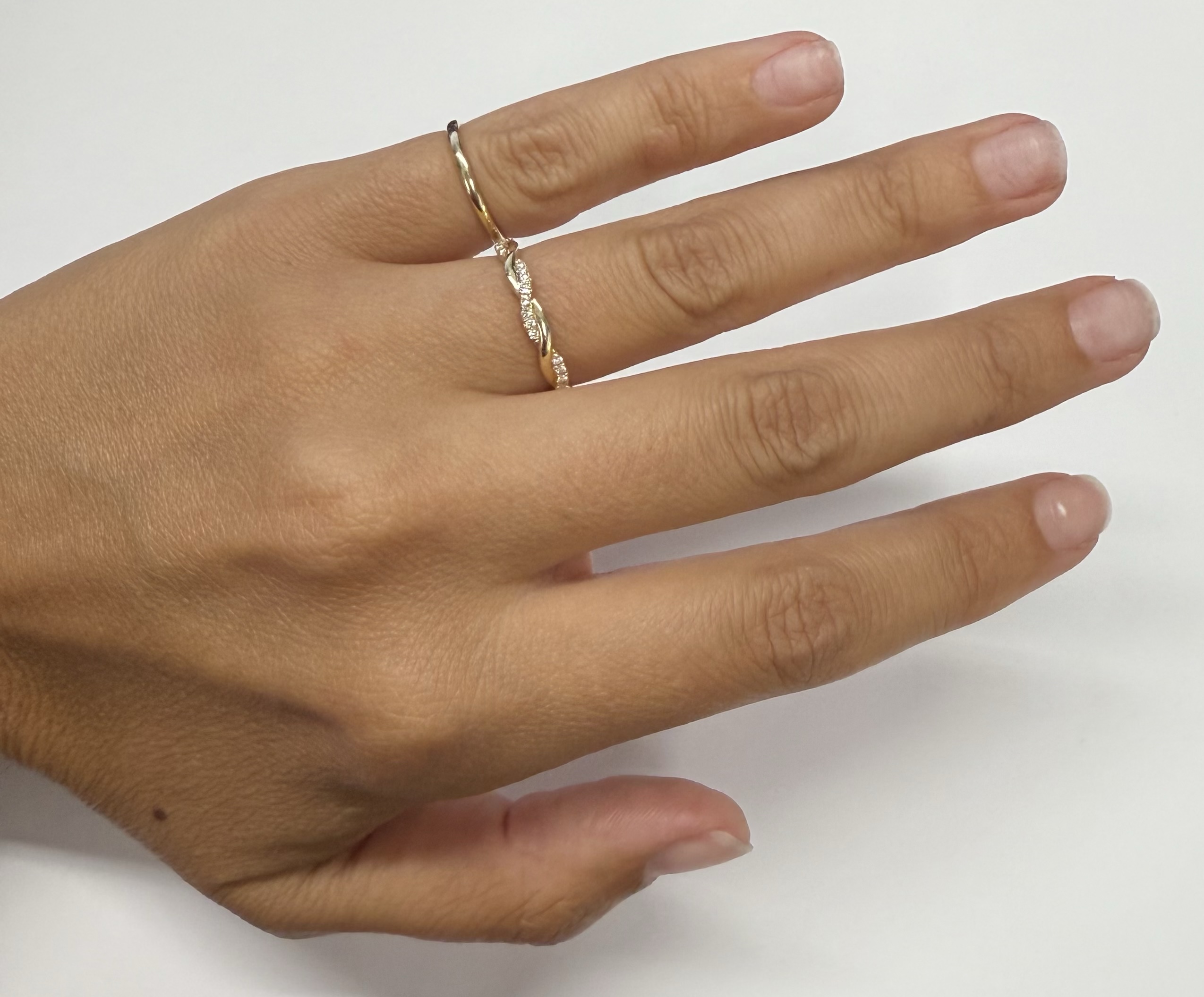 14k Yellow Gold Genuine .15 Cttw Round Brilliant Cut Diamond Braided Band - Image 13