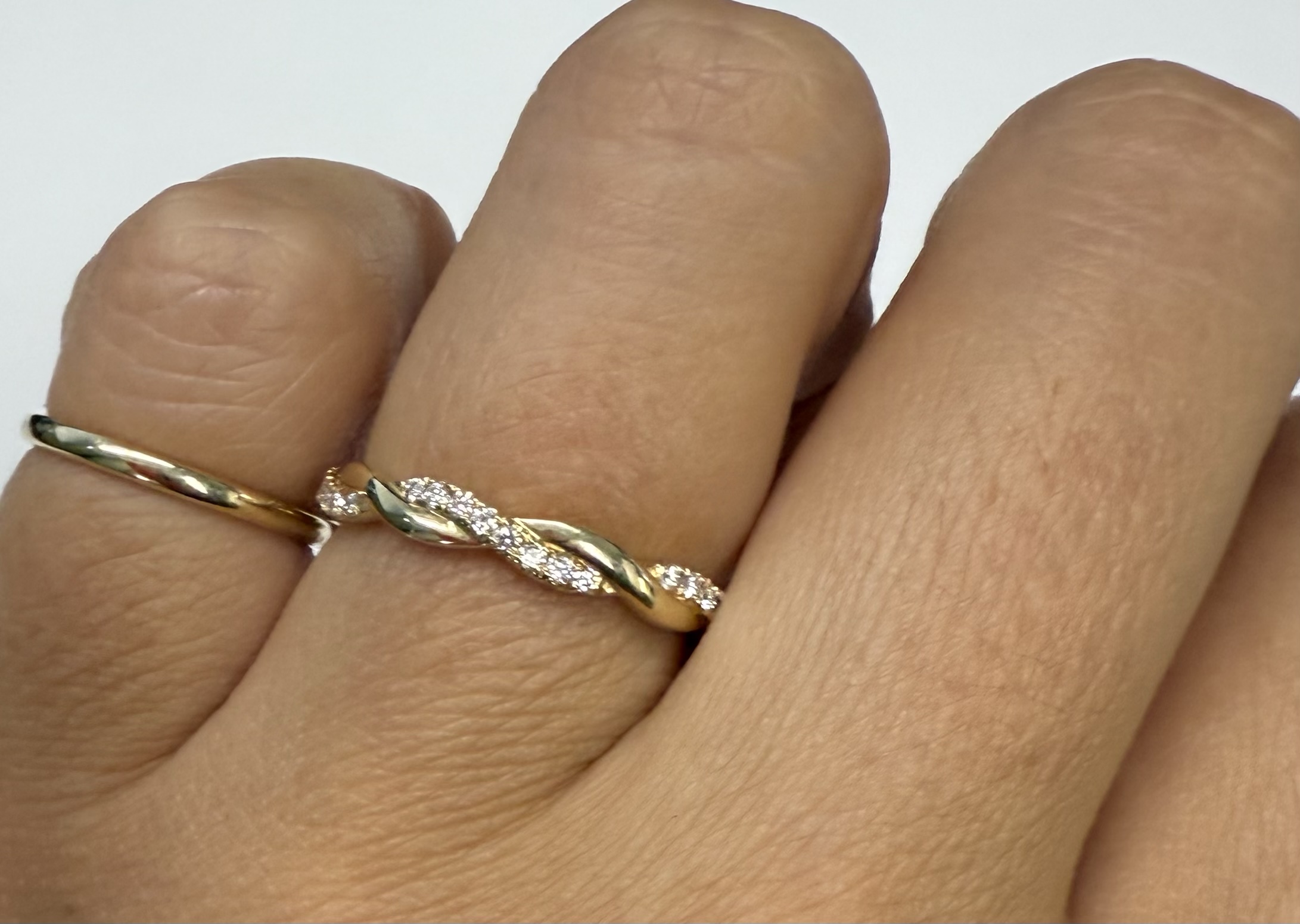 14k Yellow Gold Genuine .15 Cttw Round Brilliant Cut Diamond Braided Band - Image 15