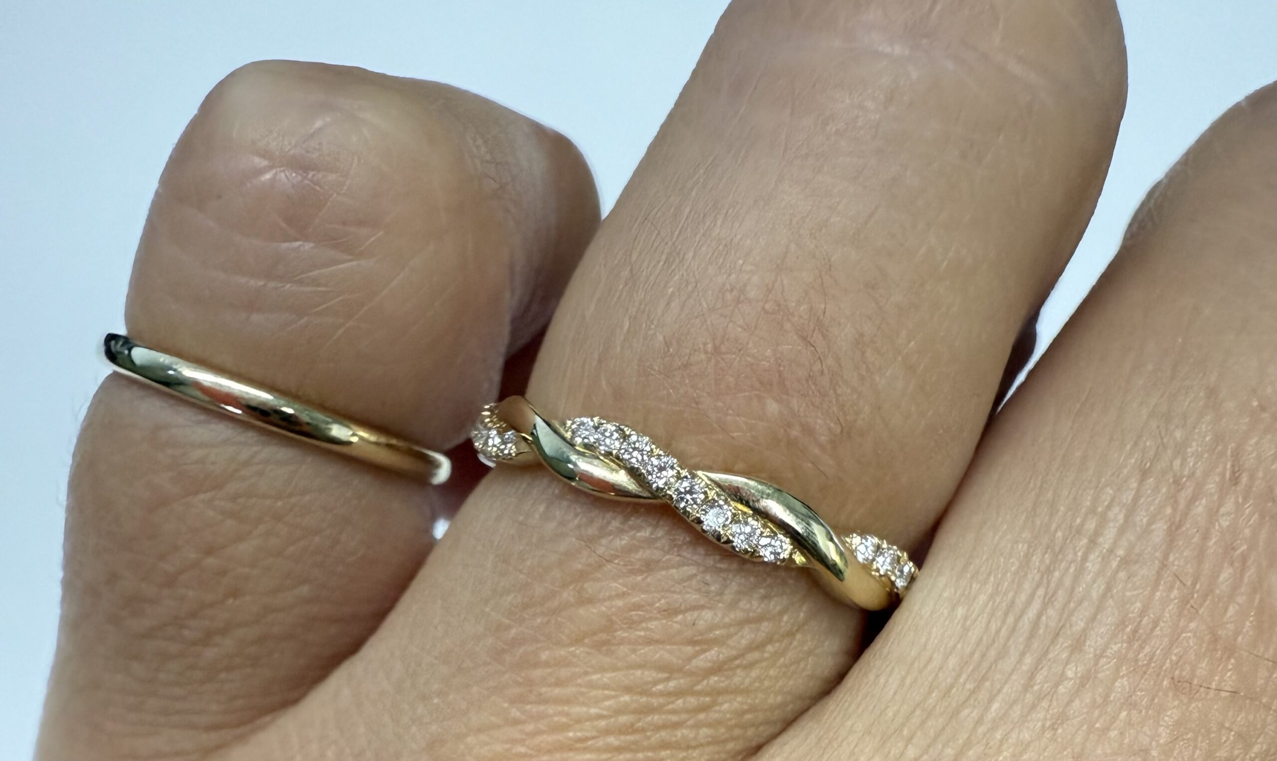 14k Yellow Gold Genuine .15 Cttw Round Brilliant Cut Diamond Braided Band - Image 17