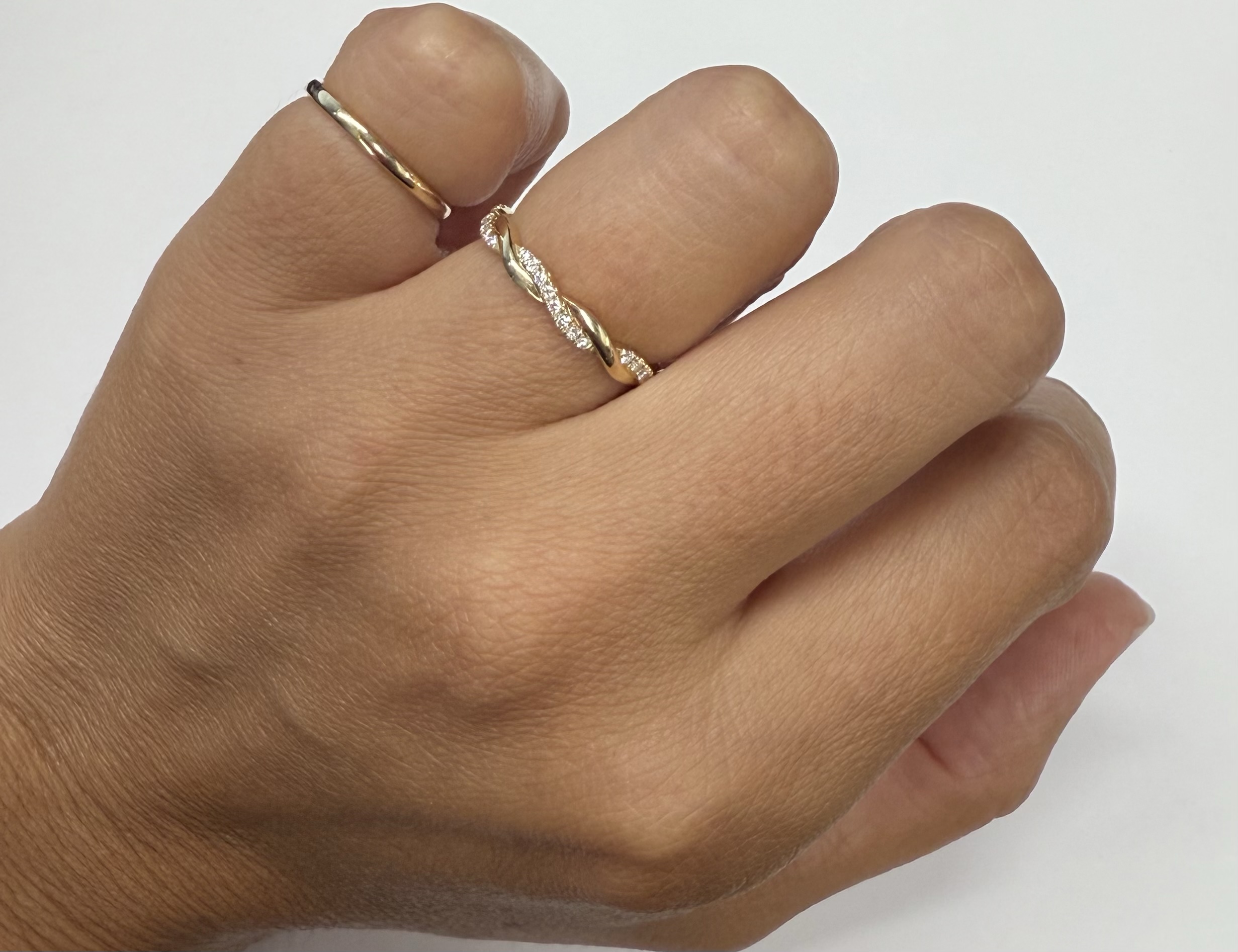 14k Yellow Gold Genuine .15 Cttw Round Brilliant Cut Diamond Braided Band - Image 23