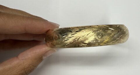 Vintage 14k Yellow Gold Wide Engraved Bangle Bracelet