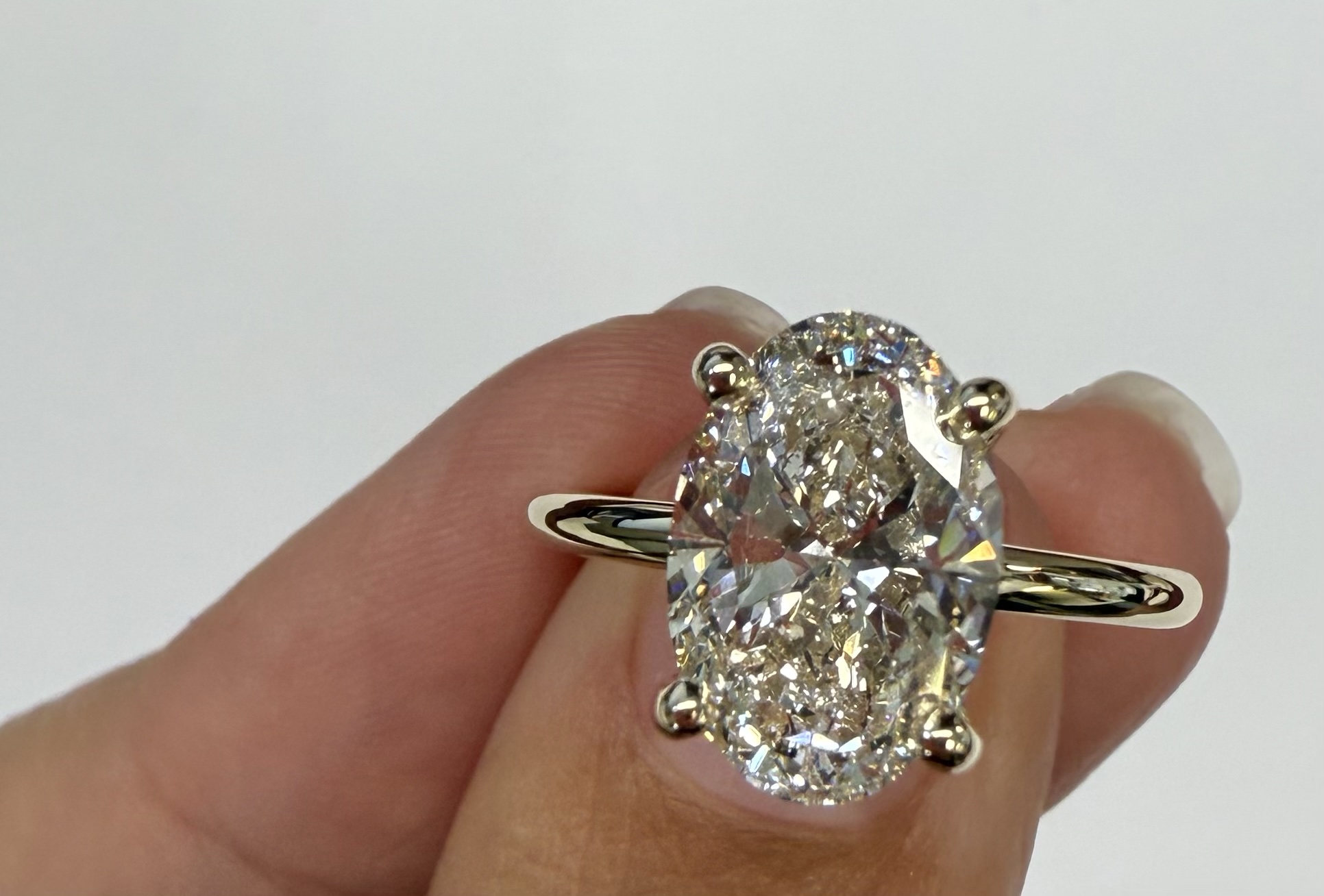 14k Yellow Gold Genuine Lab Grown 3.01 Carat Oval Brilliant Cut Diamond Hidden Halo Ring - Image 4