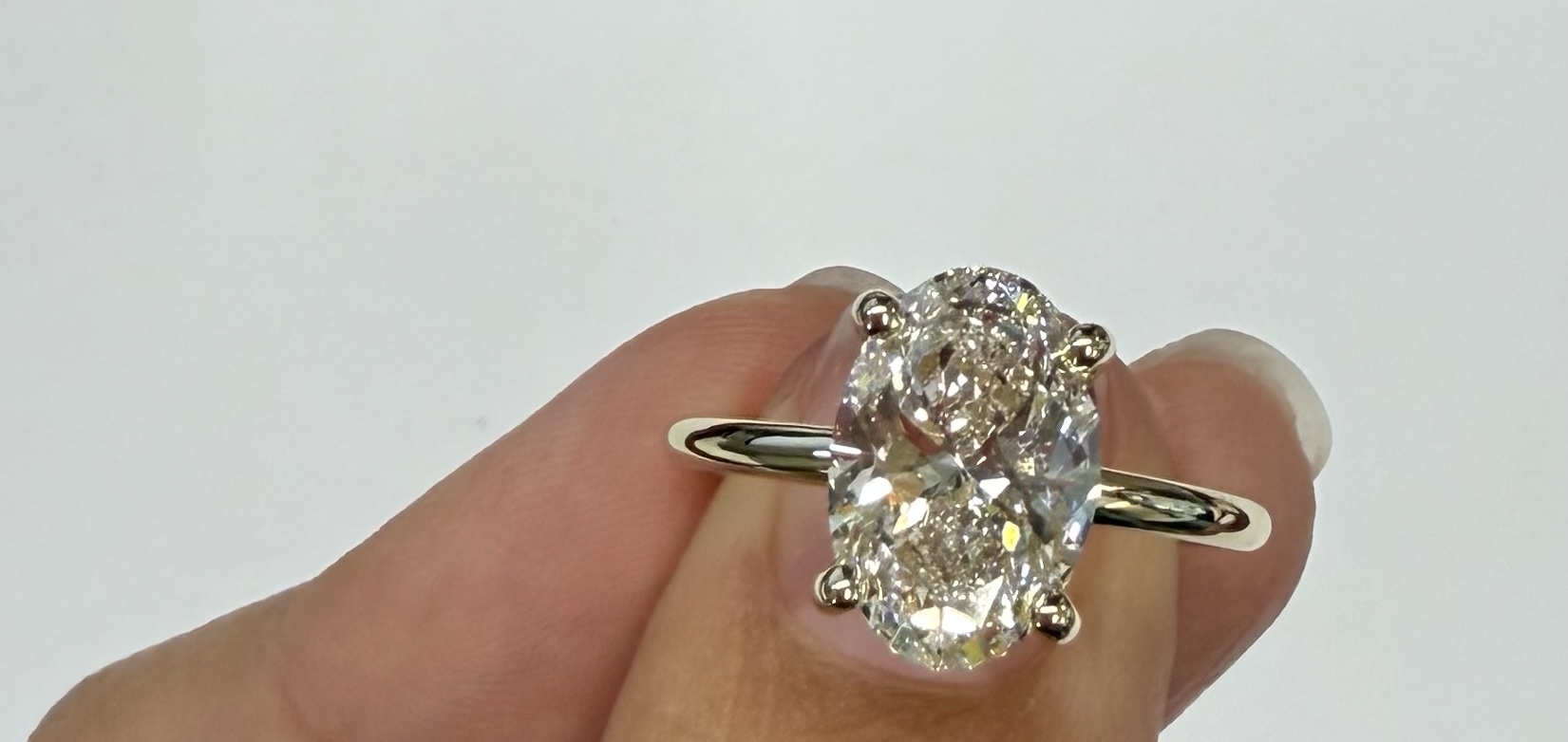 14k Yellow Gold Genuine Lab Grown 3.01 Carat Oval Brilliant Cut Diamond Hidden Halo Ring - Image 8