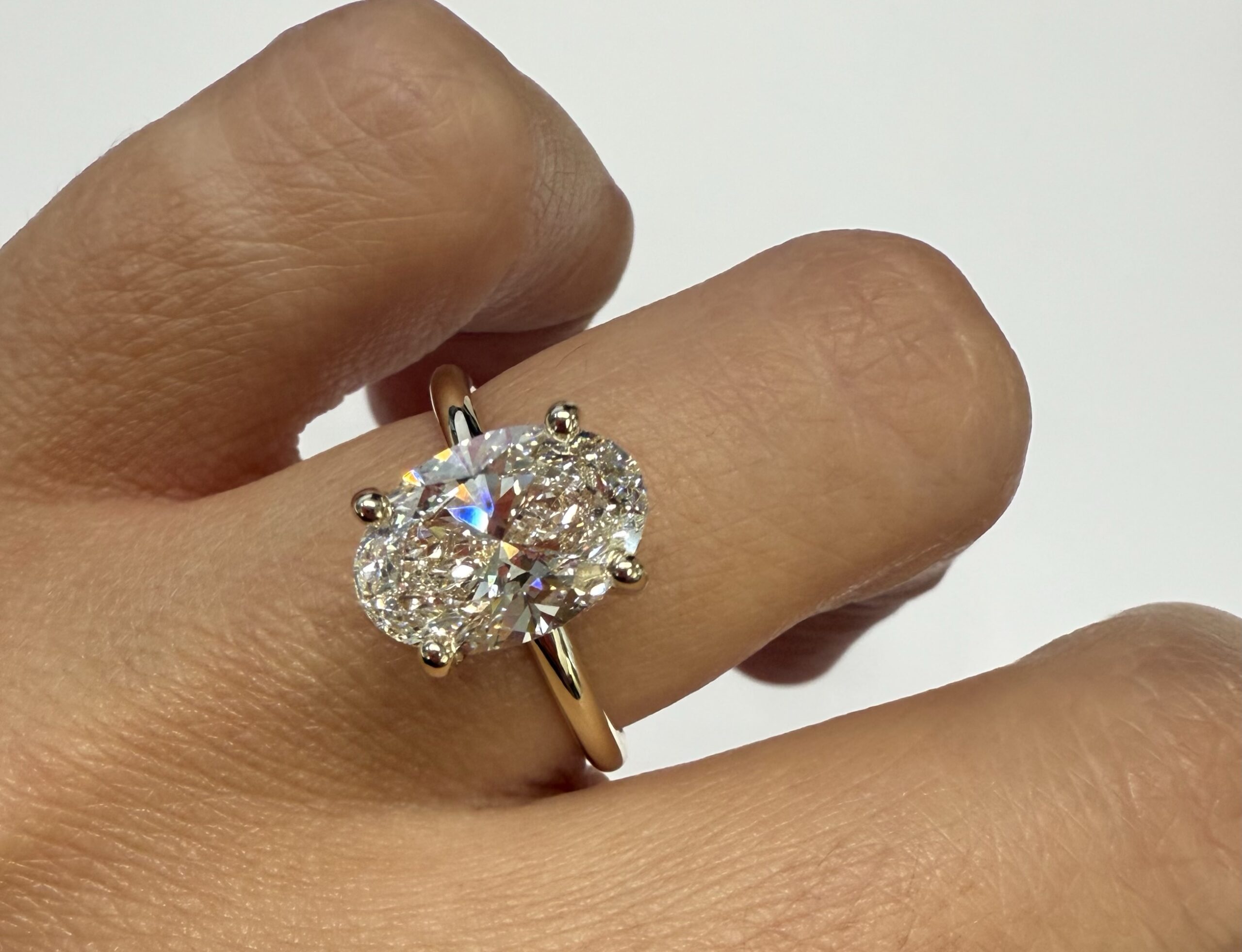 14k Yellow Gold Genuine Lab Grown 3.01 Carat Oval Brilliant Cut Diamond Hidden Halo Ring - Image 10