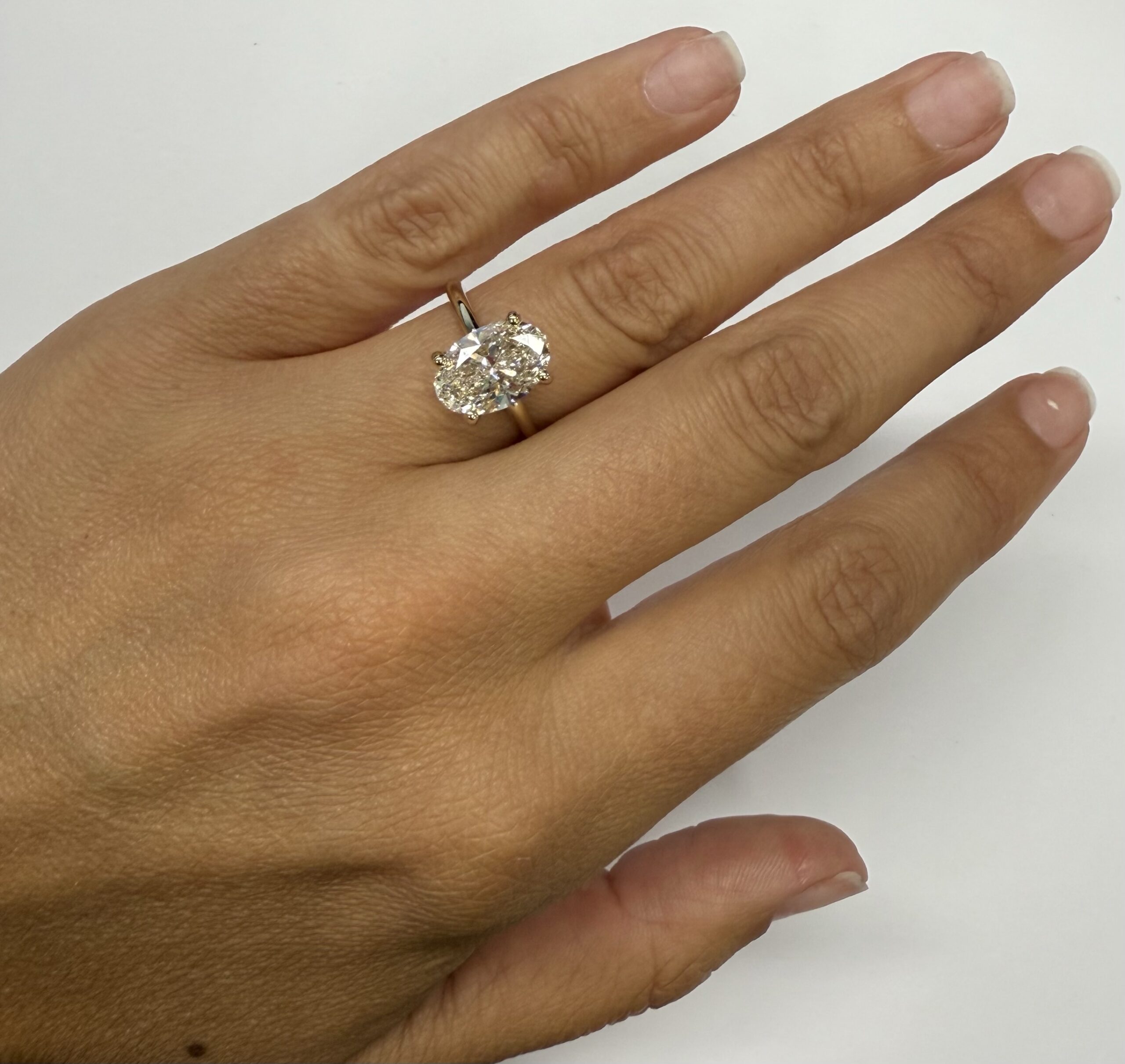 14k Yellow Gold Genuine Lab Grown 3.01 Carat Oval Brilliant Cut Diamond Hidden Halo Ring - Image 16