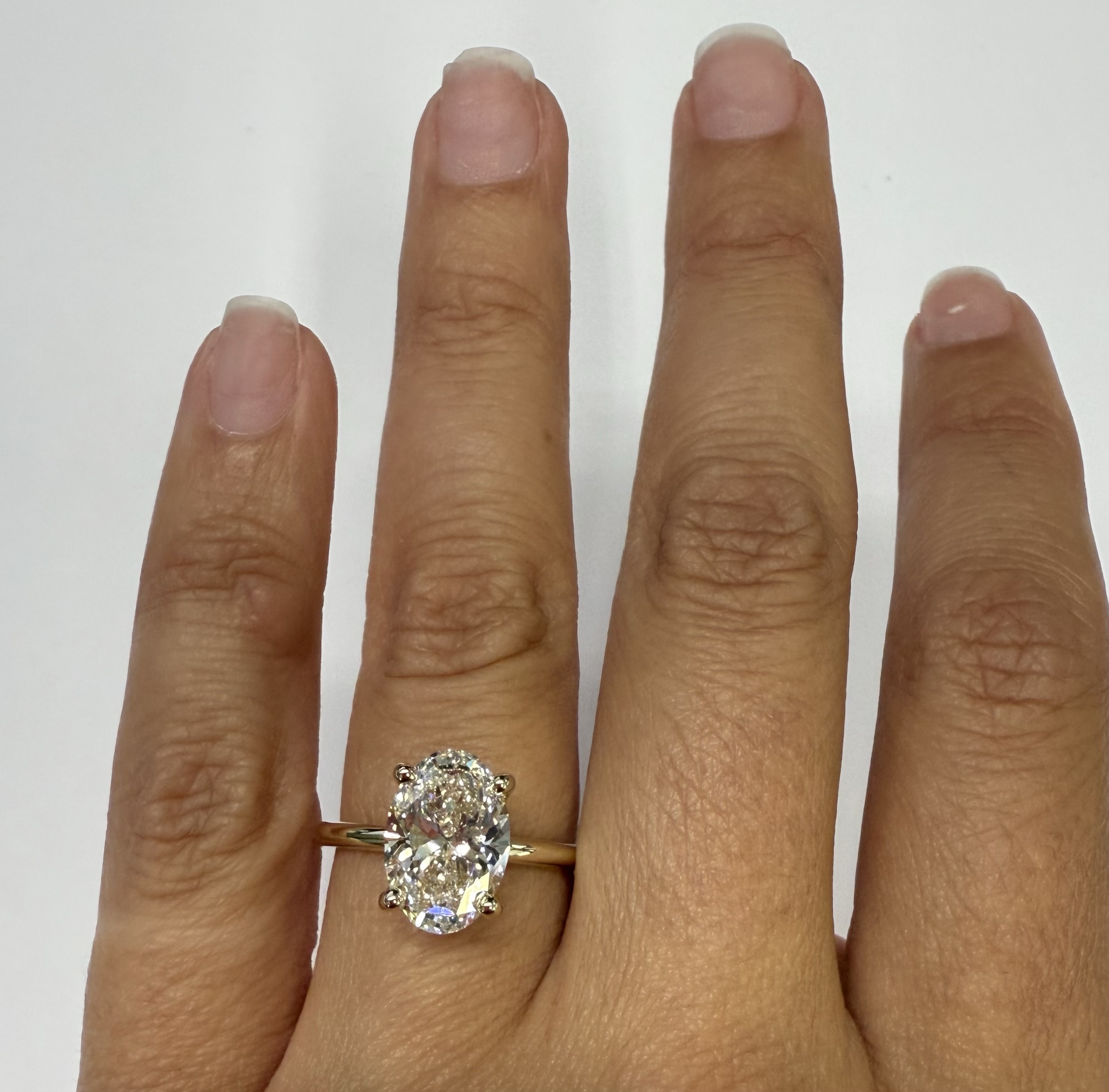 14k Yellow Gold Genuine Lab Grown 3.01 Carat Oval Brilliant Cut Diamond Hidden Halo Ring - Image 18