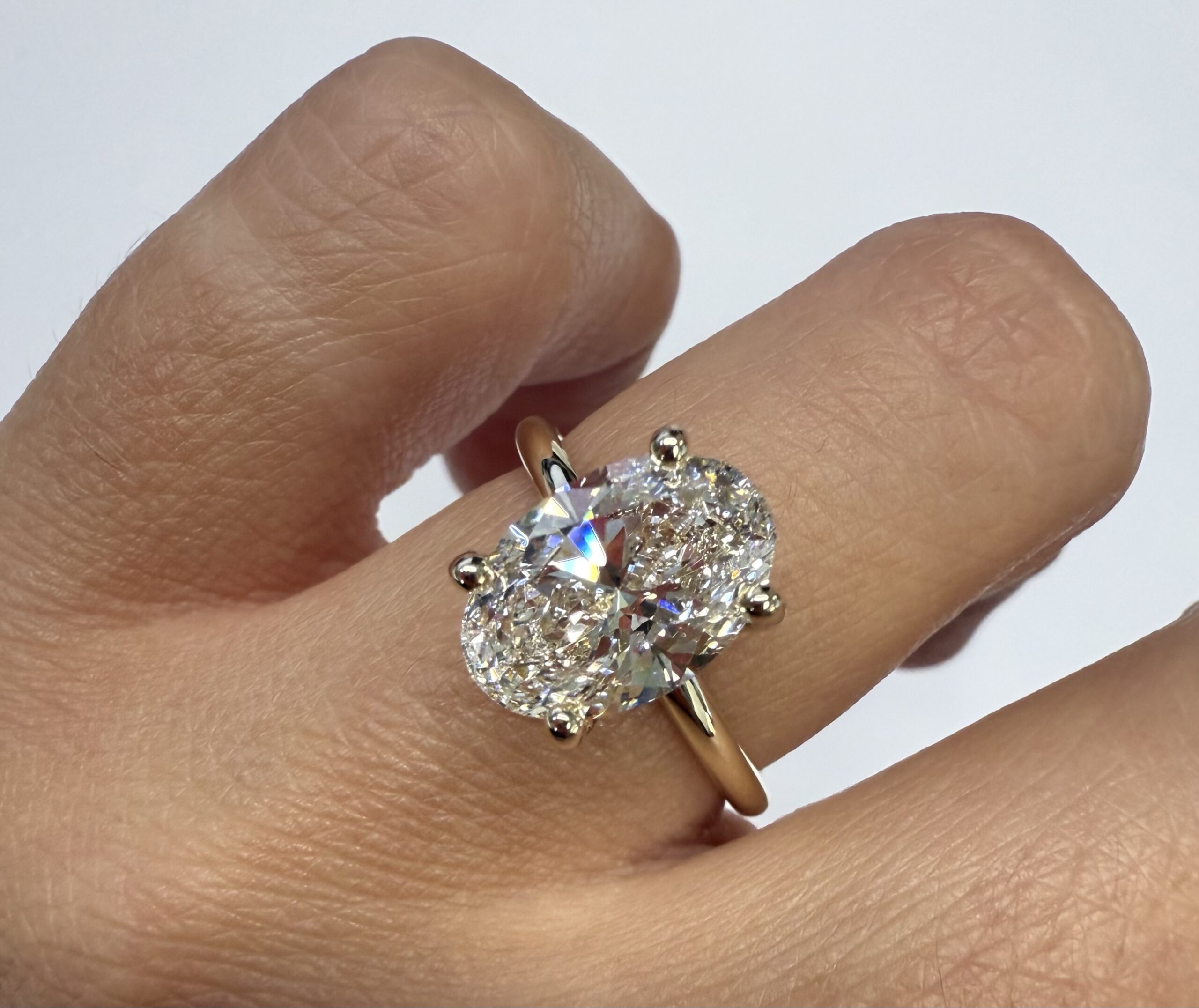 14k Yellow Gold Genuine Lab Grown 3.01 Carat Oval Brilliant Cut Diamond Hidden Halo Ring - Image 23