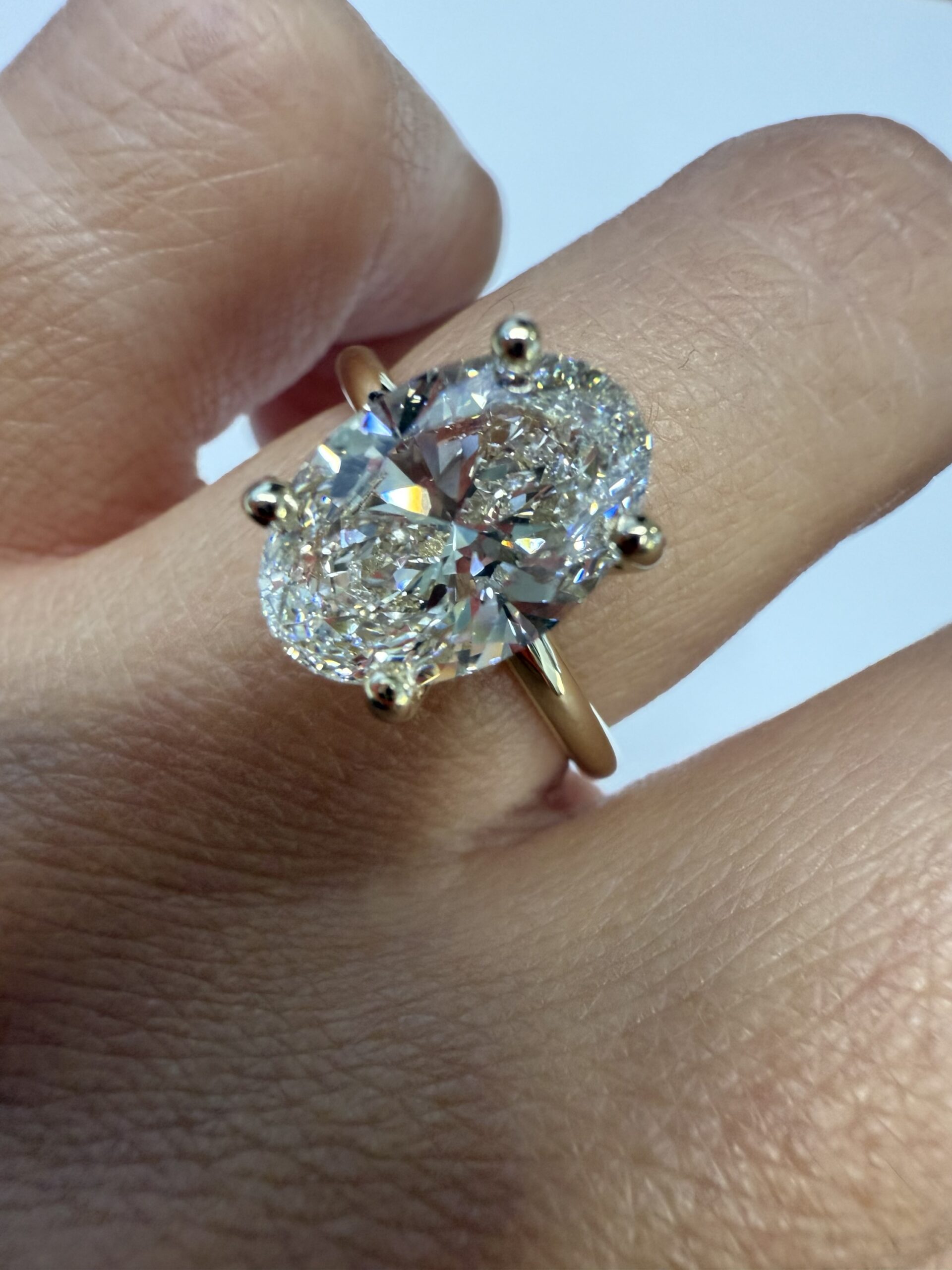 14k Yellow Gold Genuine Lab Grown 3.01 Carat Oval Brilliant Cut Diamond Hidden Halo Ring - Image 25