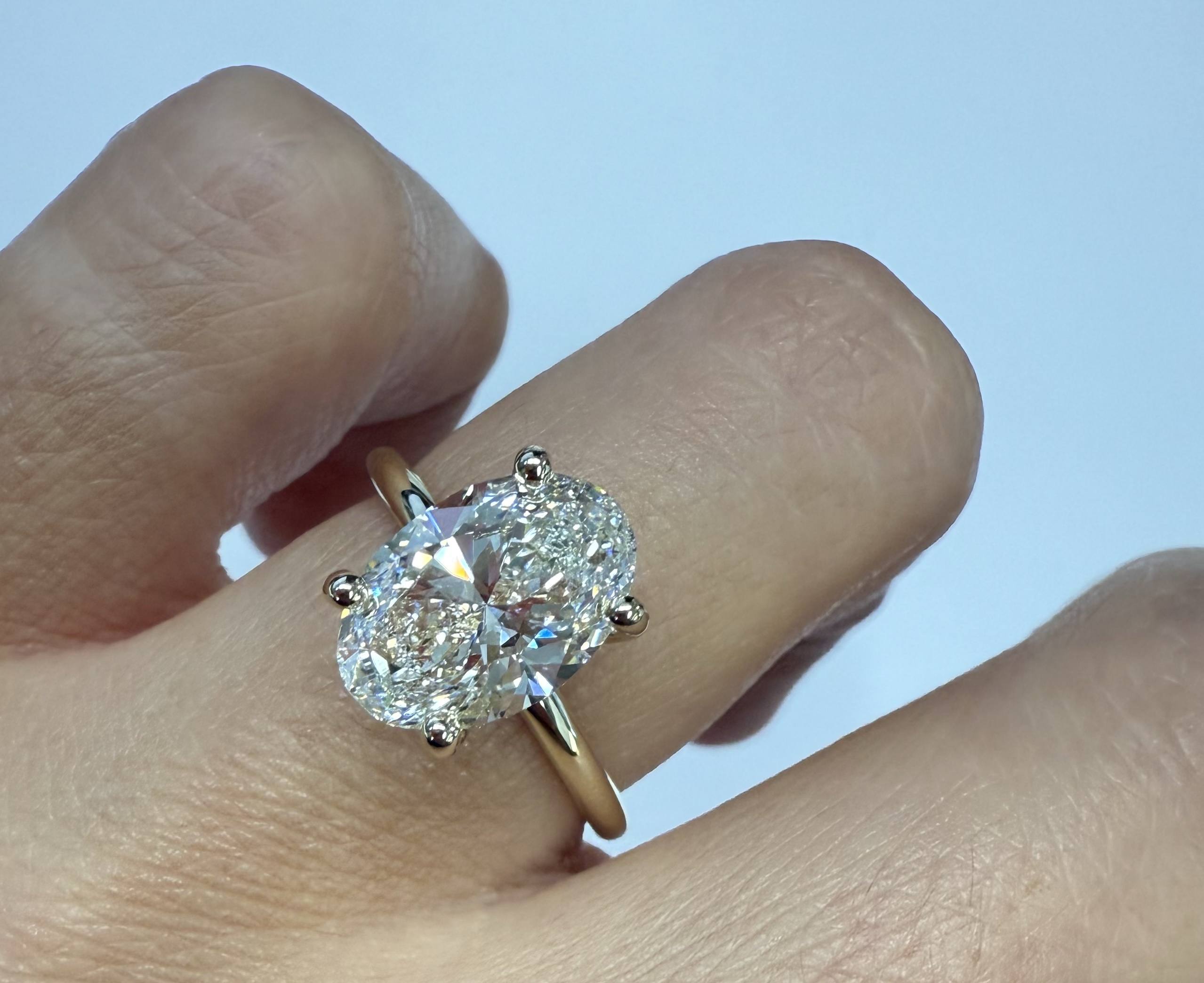 14k Yellow Gold Genuine Lab Grown 3.01 Carat Oval Brilliant Cut Diamond Hidden Halo Ring - Image 26