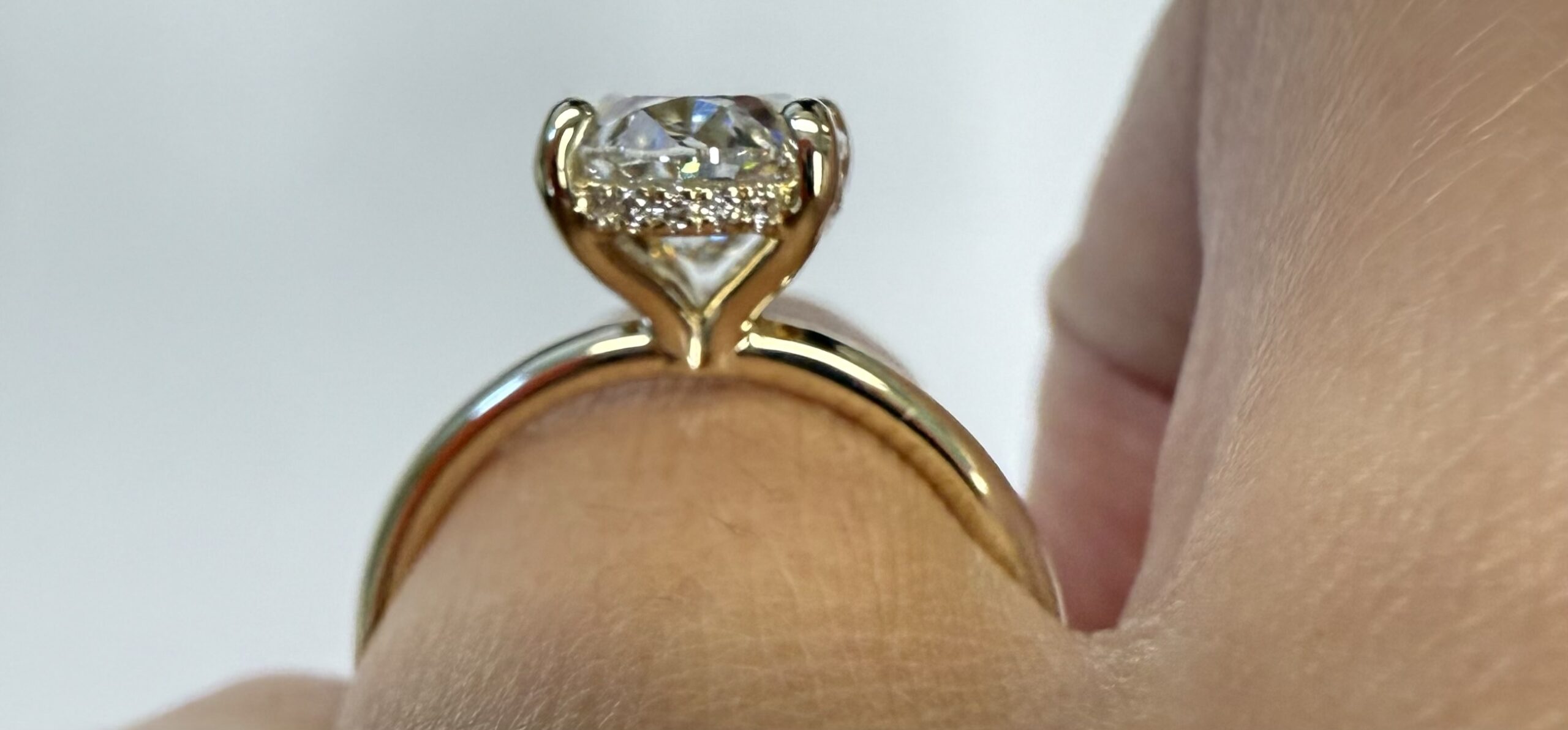 14k Yellow Gold Genuine Lab Grown 3.01 Carat Oval Brilliant Cut Diamond Hidden Halo Ring - Image 27