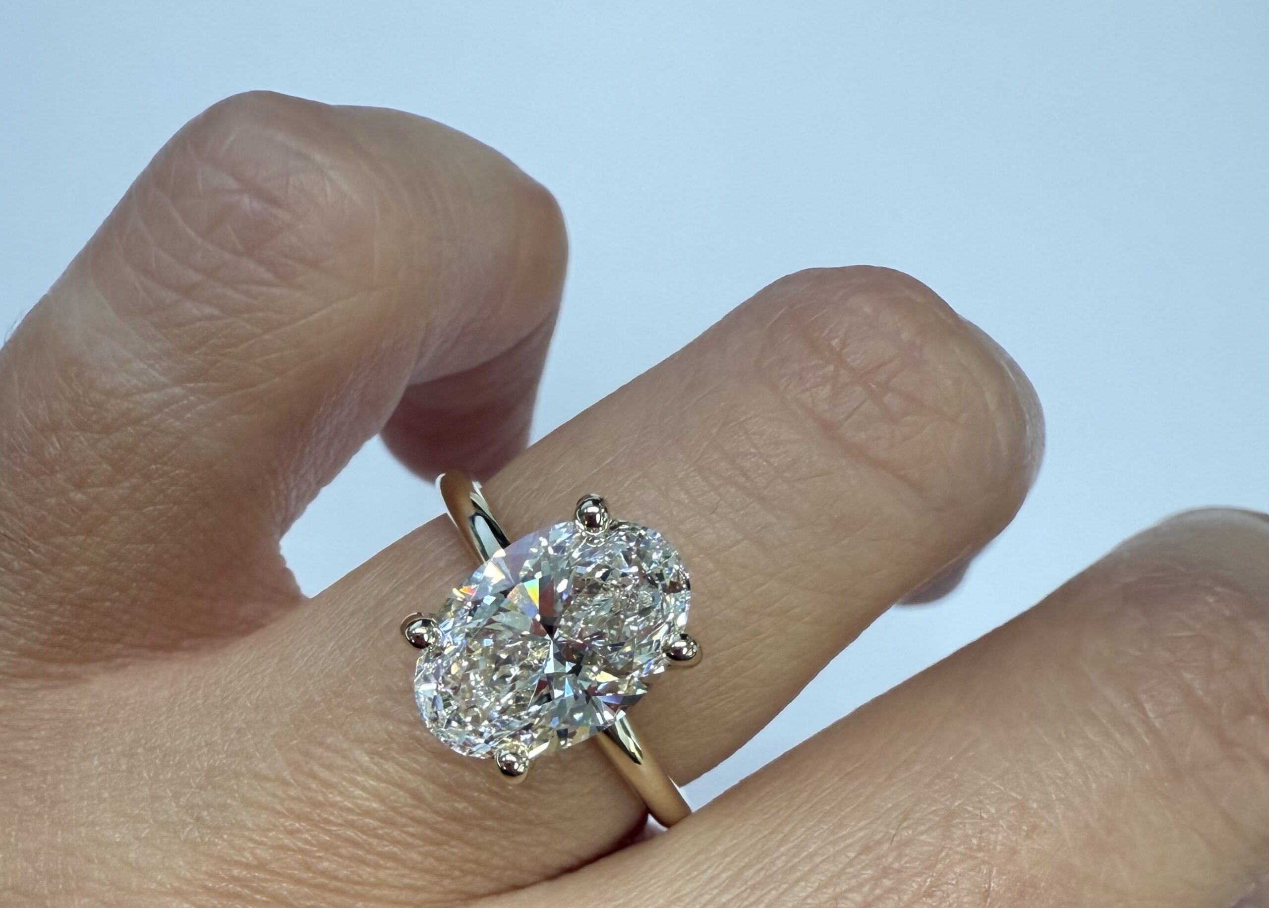 14k Yellow Gold Genuine Lab Grown 3.01 Carat Oval Brilliant Cut Diamond Hidden Halo Ring - Image 35