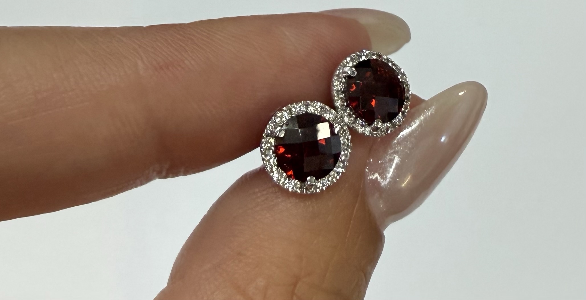 14k White Gold Genuine 1.85 Cttw Garnet & Diamond Halo Pendant - Image 5