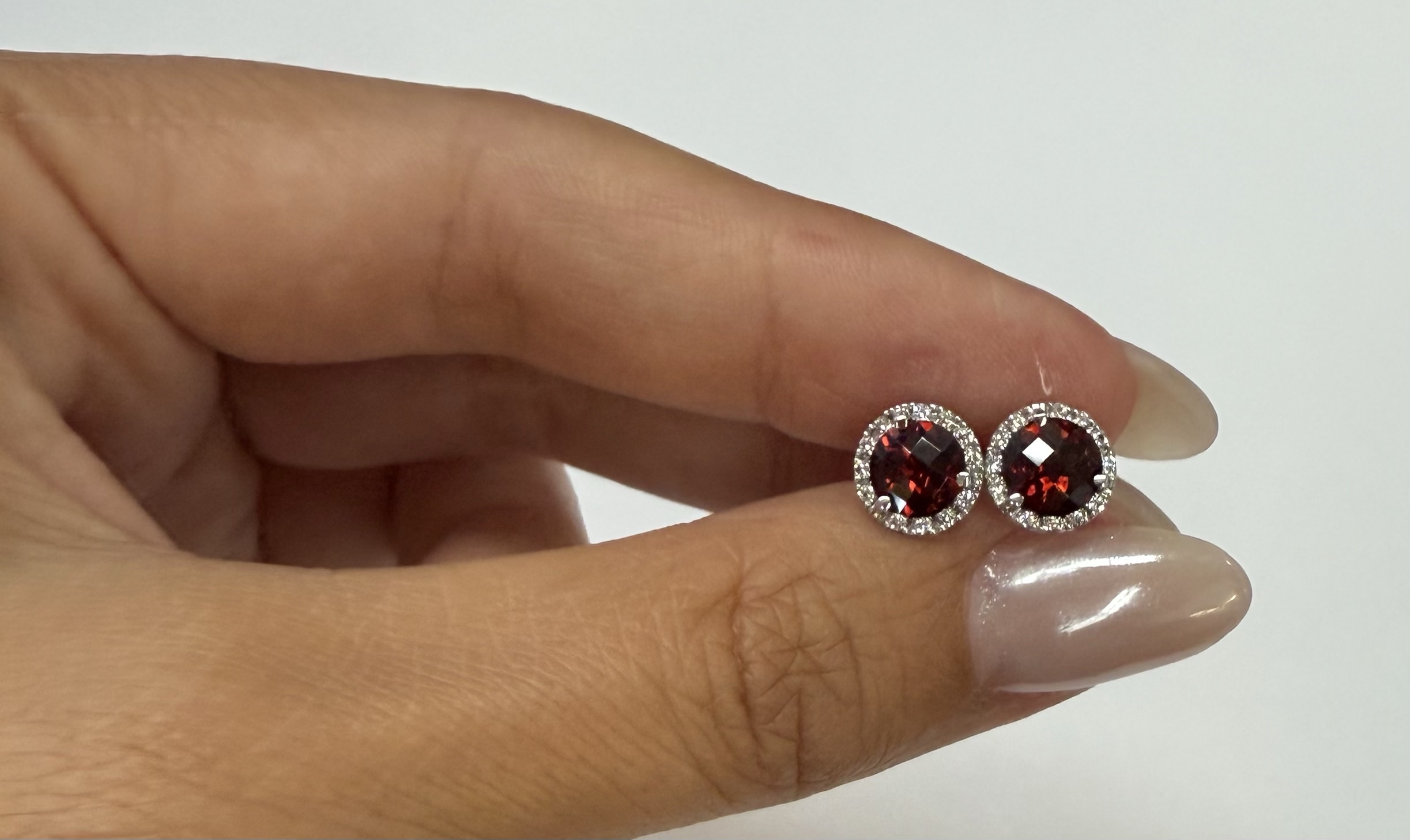 14k White Gold Genuine 1.85 Cttw Garnet & Diamond Halo Pendant - Image 6