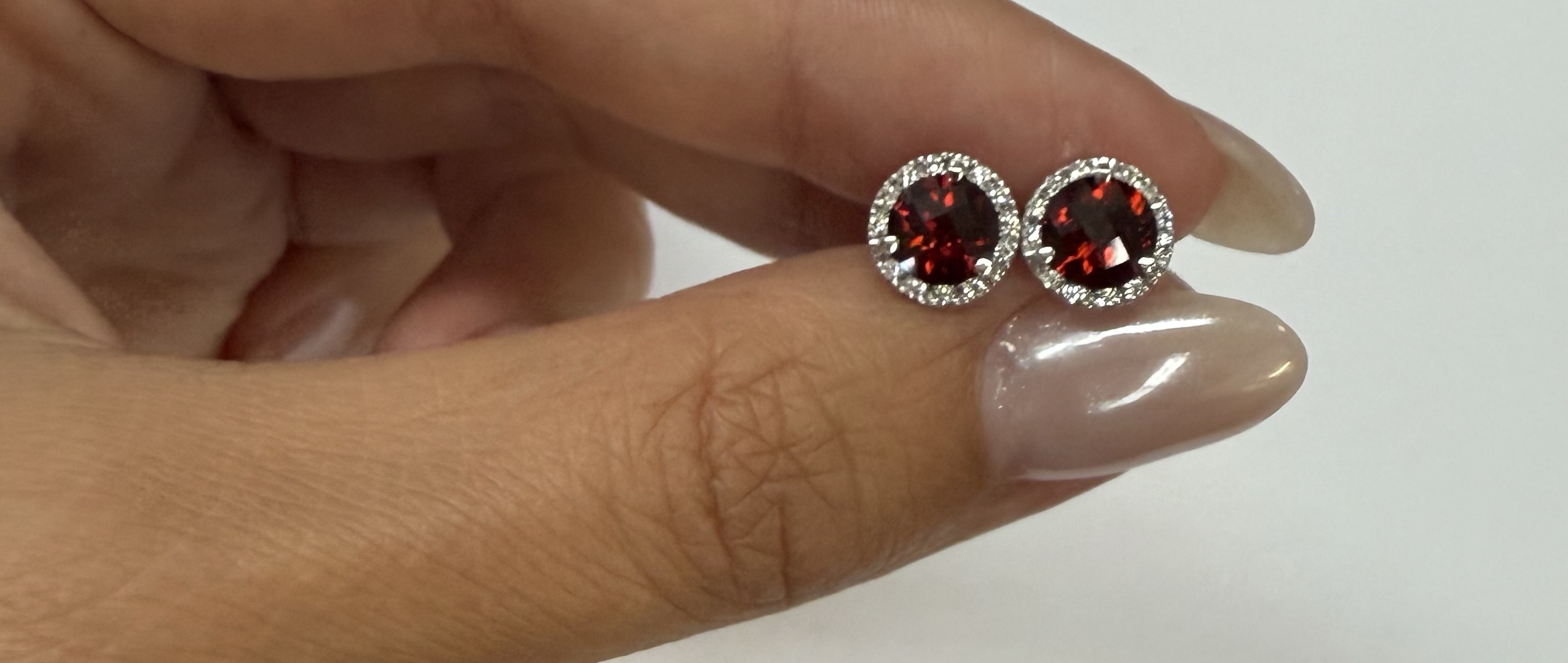 14k White Gold Genuine 1.85 Cttw Garnet & Diamond Halo Pendant - Image 11