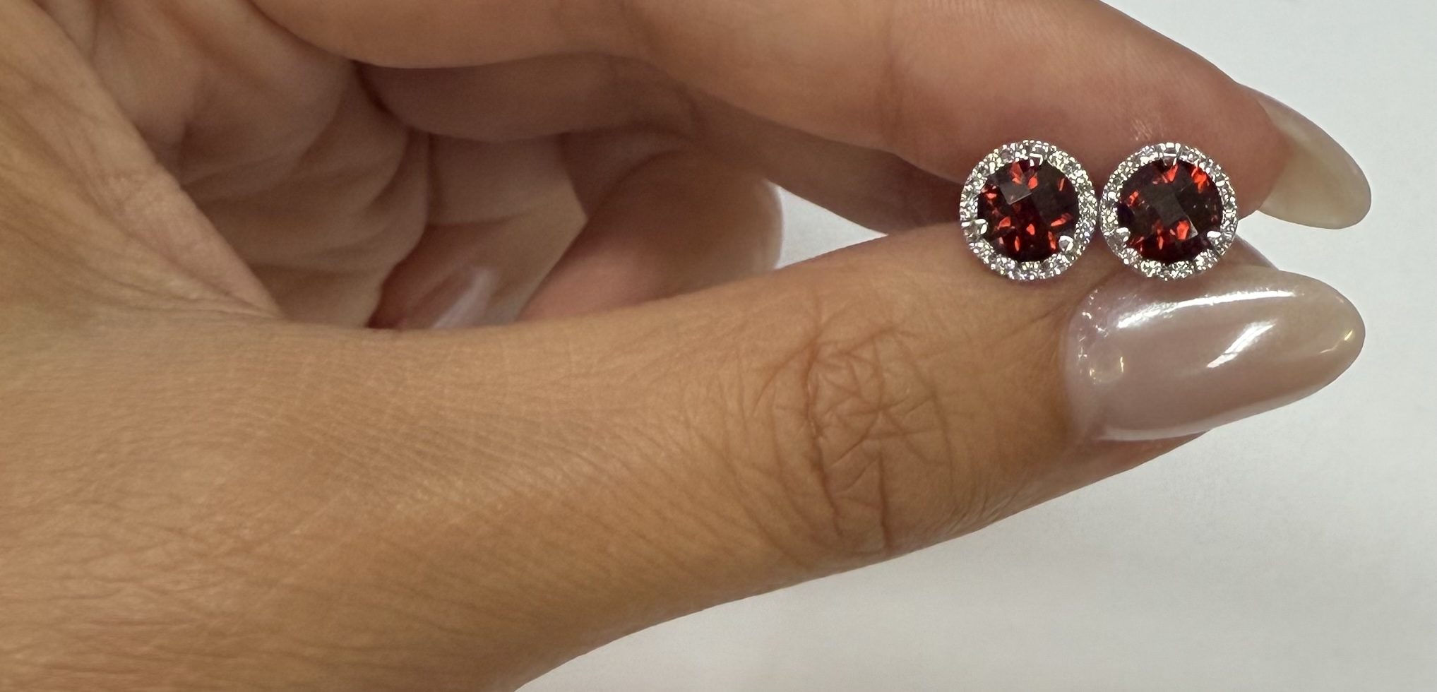 14k White Gold Genuine 1.85 Cttw Garnet & Diamond Halo Pendant - Image 10