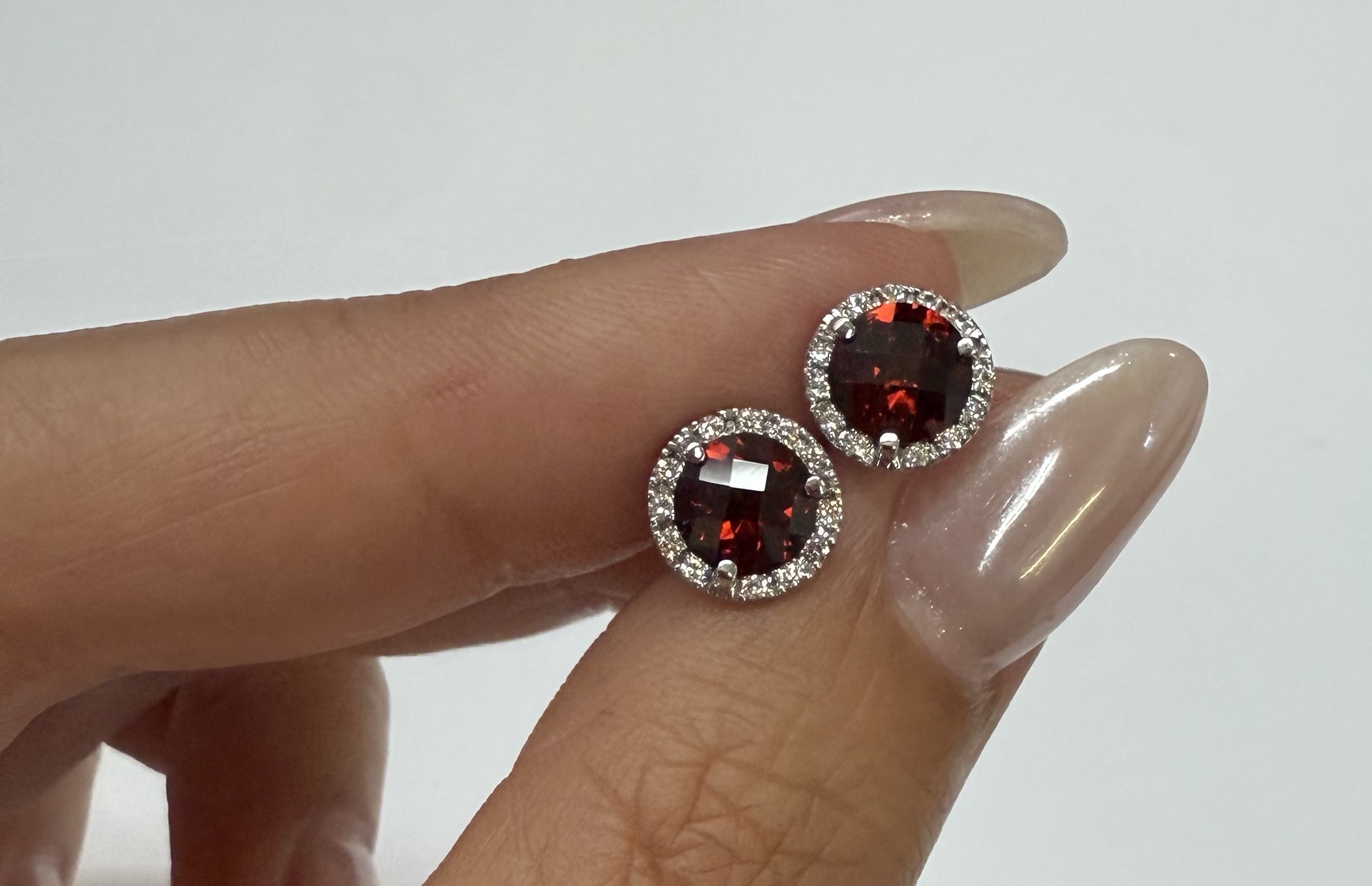 14k White Gold Genuine 1.85 Cttw Garnet & Diamond Halo Pendant - Image 12