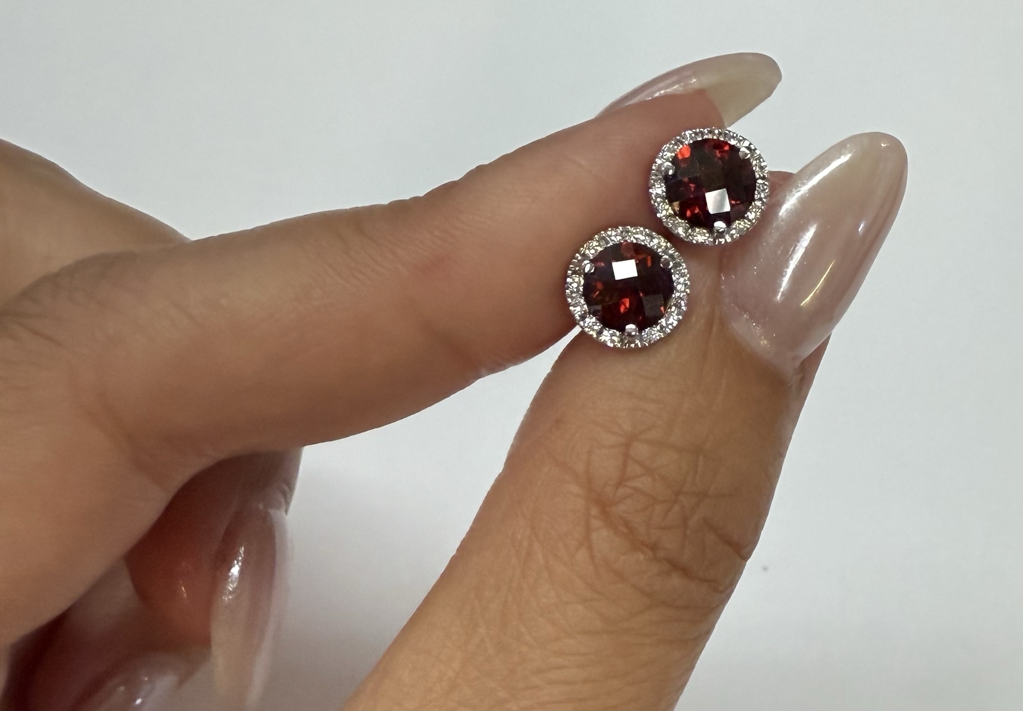 14k White Gold Genuine 1.85 Cttw Garnet & Diamond Halo Pendant - Image 13