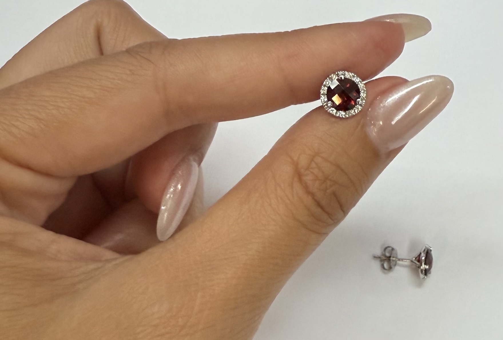 14k White Gold Genuine 1.85 Cttw Garnet & Diamond Halo Pendant - Image 19