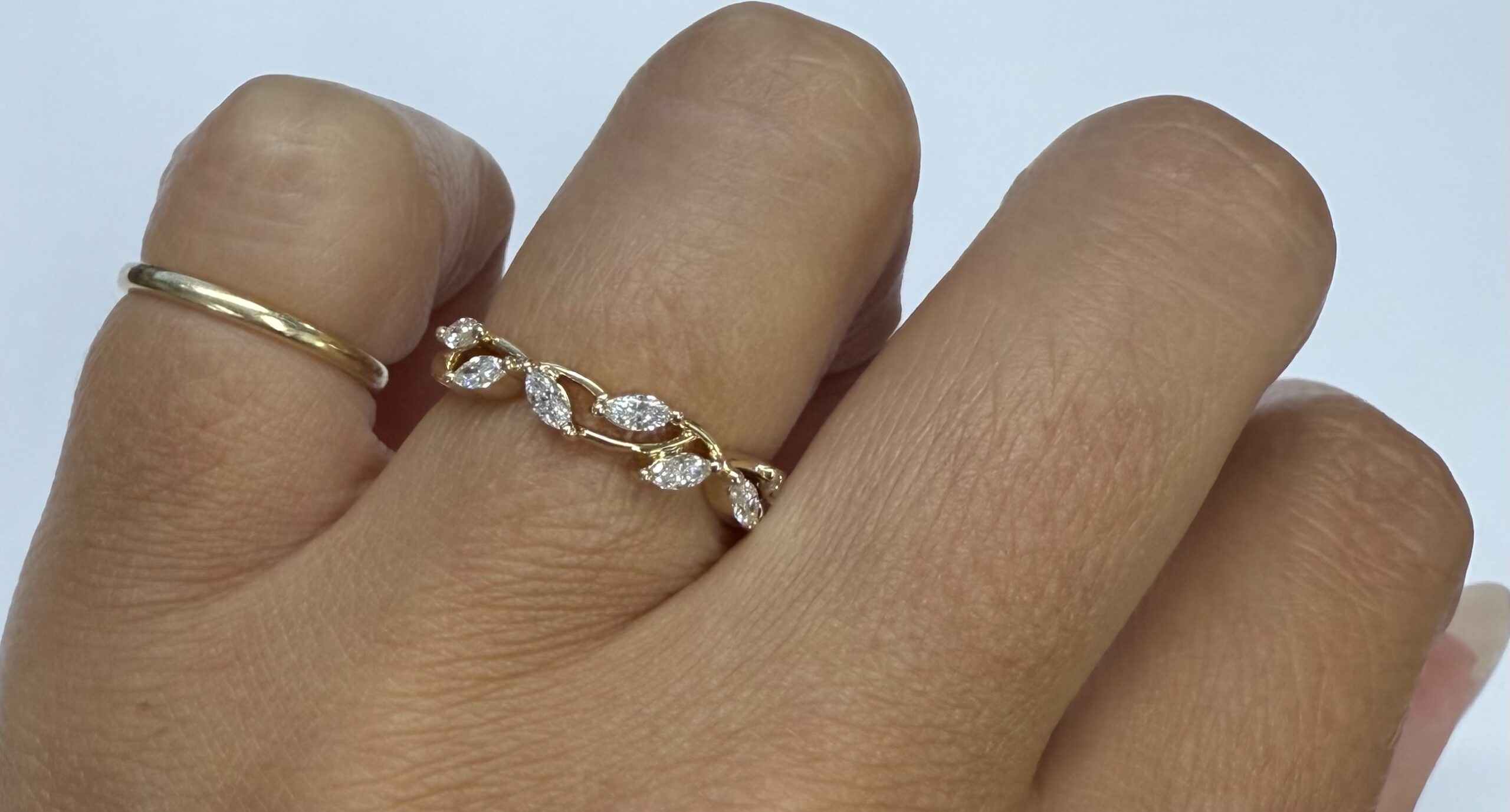 14k Yellow Gold 7 Stone Genuine .35 Cttw Marquise Diamond Band - Image 26