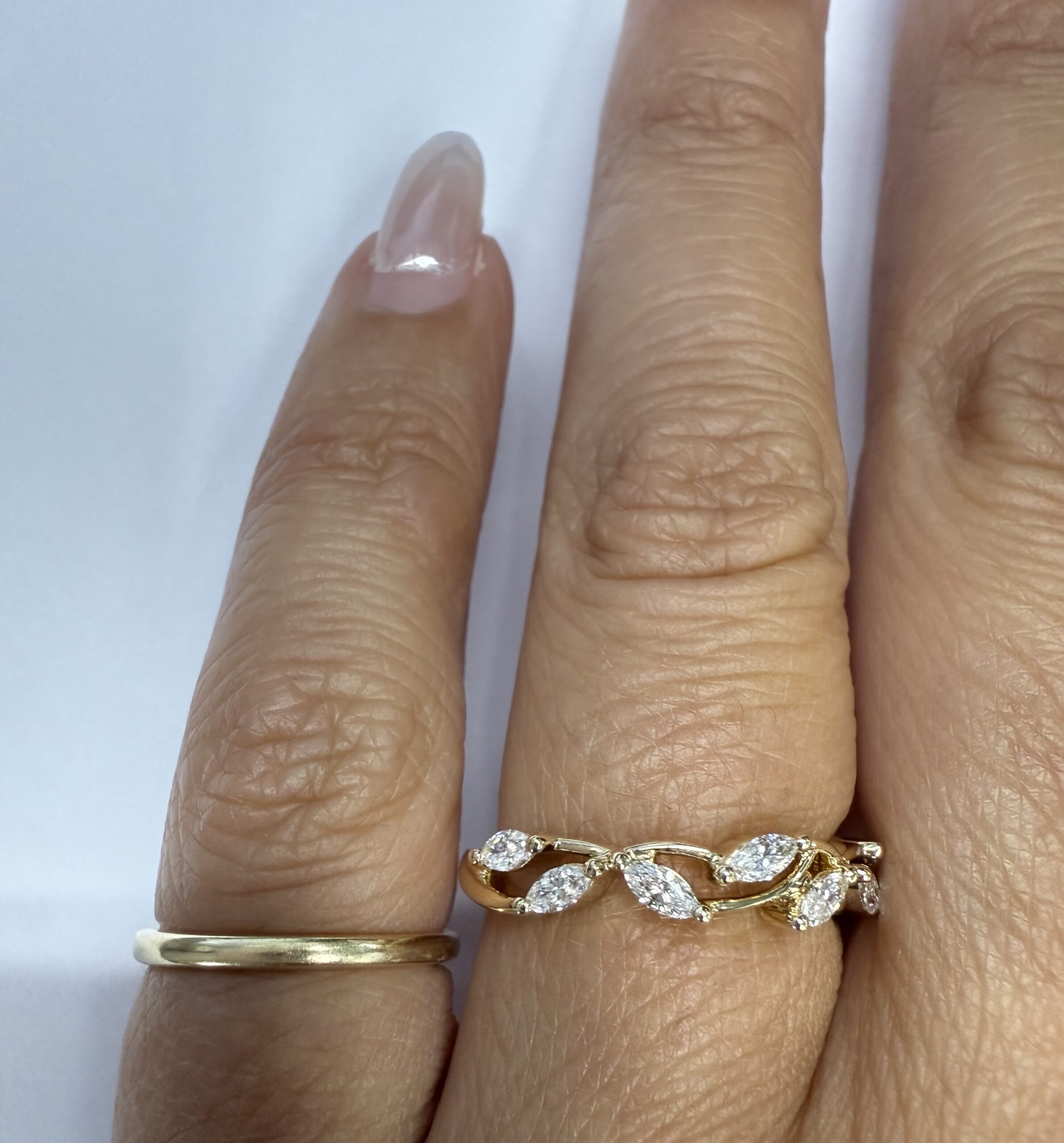 14k Yellow Gold 7 Stone Genuine .35 Cttw Marquise Diamond Band - Image 31