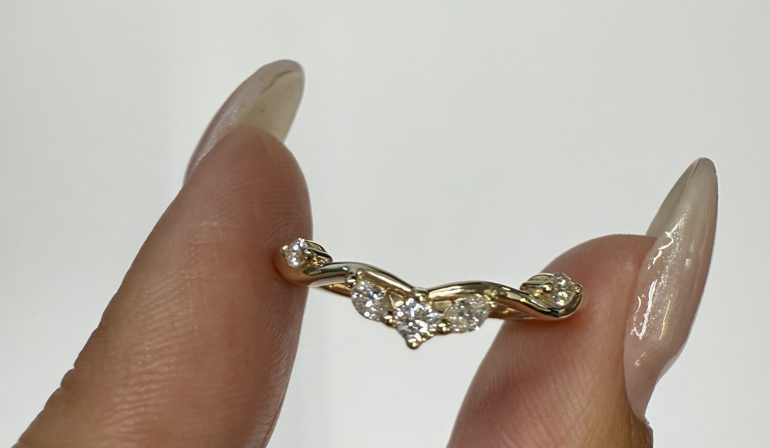 14k Yellow Gold Genuine 5 Stone .18 Cttw Round & Marquise Diamond Woven Band - Image 11