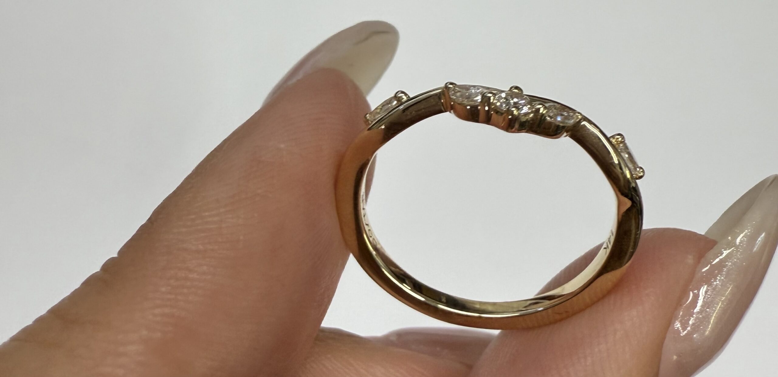 14k Yellow Gold Genuine 5 Stone .18 Cttw Round & Marquise Diamond Woven Band - Image 16