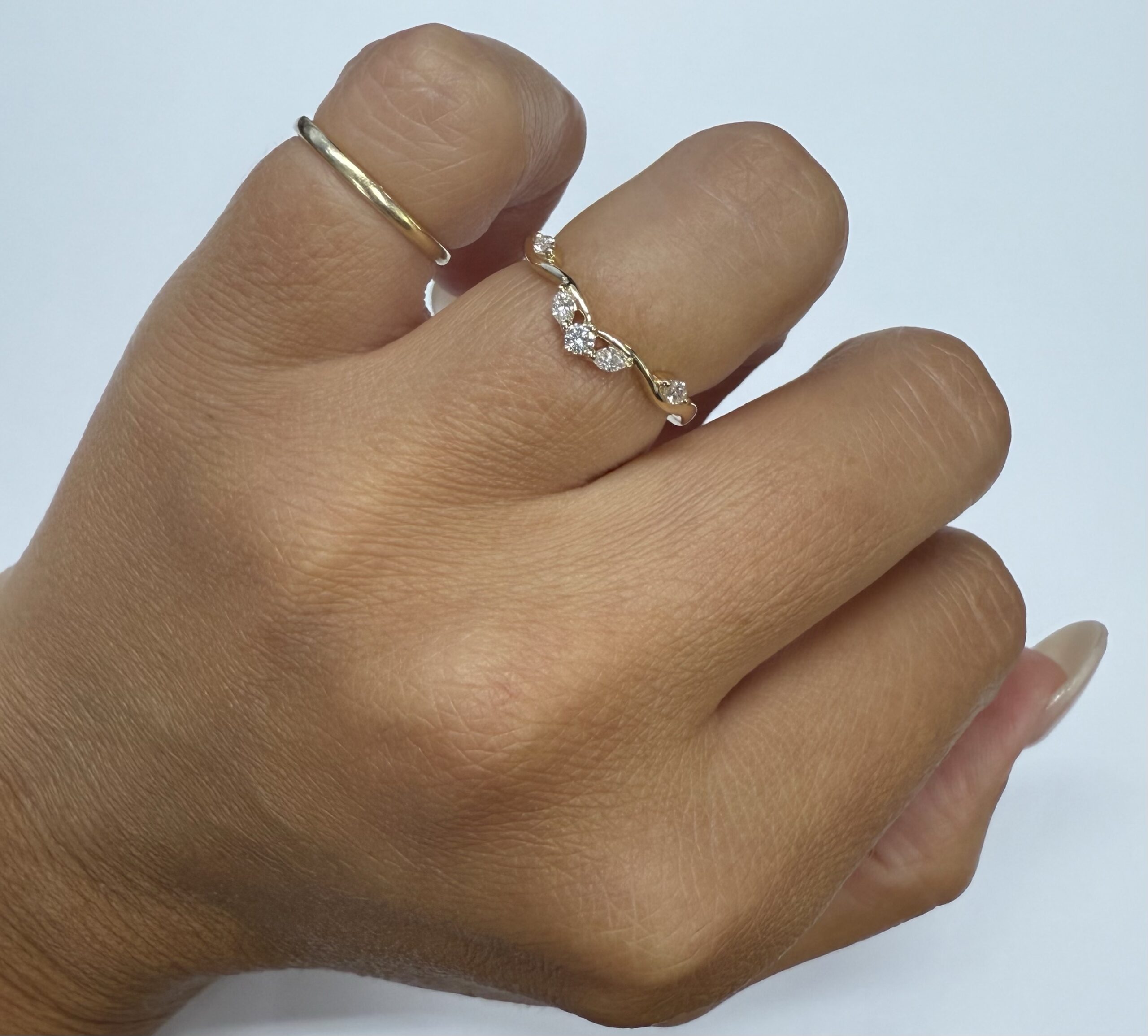 14k Yellow Gold Genuine 5 Stone .18 Cttw Round & Marquise Diamond Woven Band - Image 28