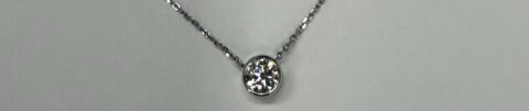 14k White Gold Genuine Lab Grown .53 Cttw Round Brilliant Cut Diamond Bezel Slide Pendant