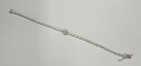 Vintage 14k White Gold Genuine 2.20 Cttw Round Brilliant Cut Diamond Bracelet