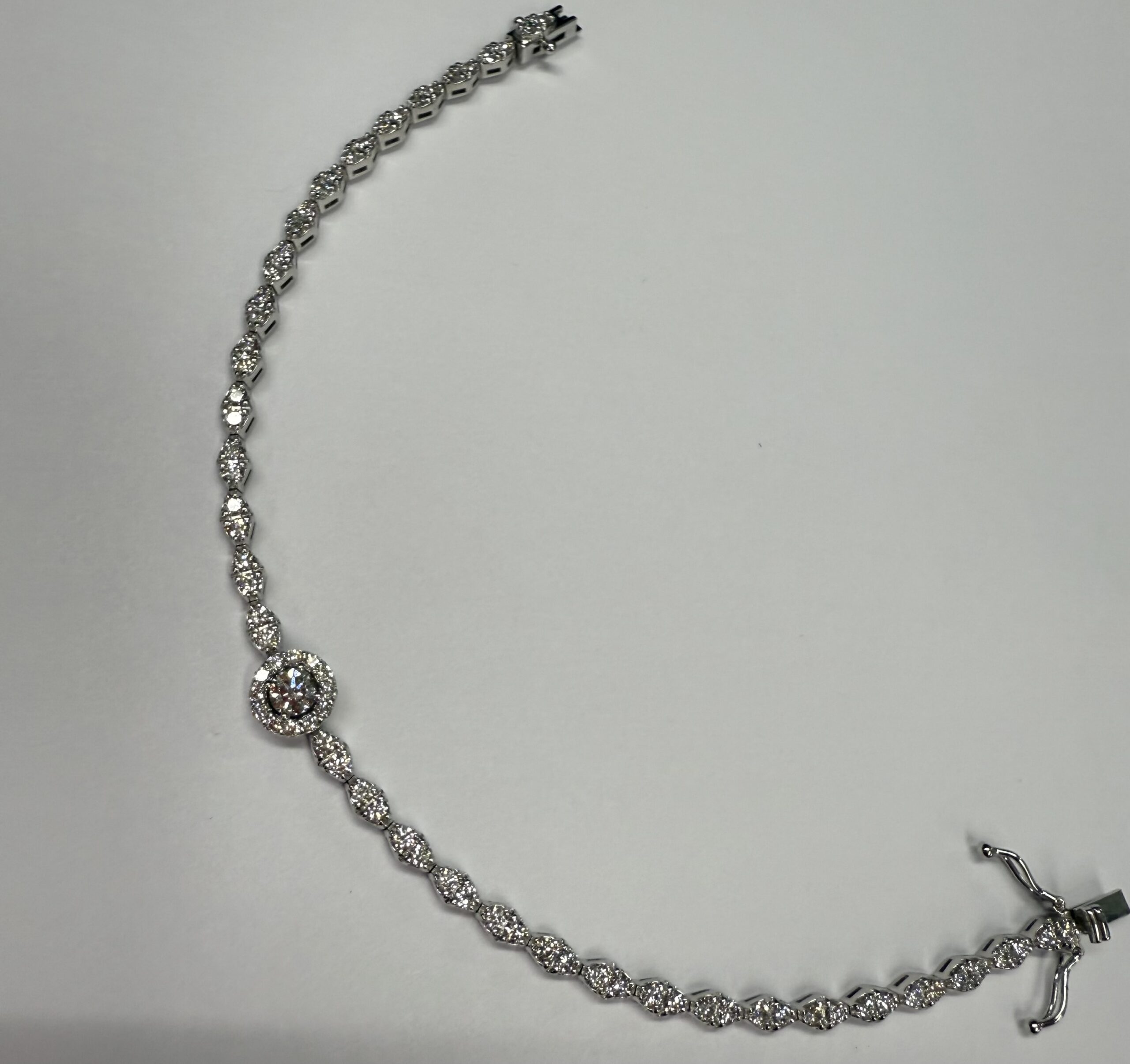 Vintage 14k White Gold Genuine 2.20 Cttw Round Brilliant Cut Diamond Bracelet - Image 6