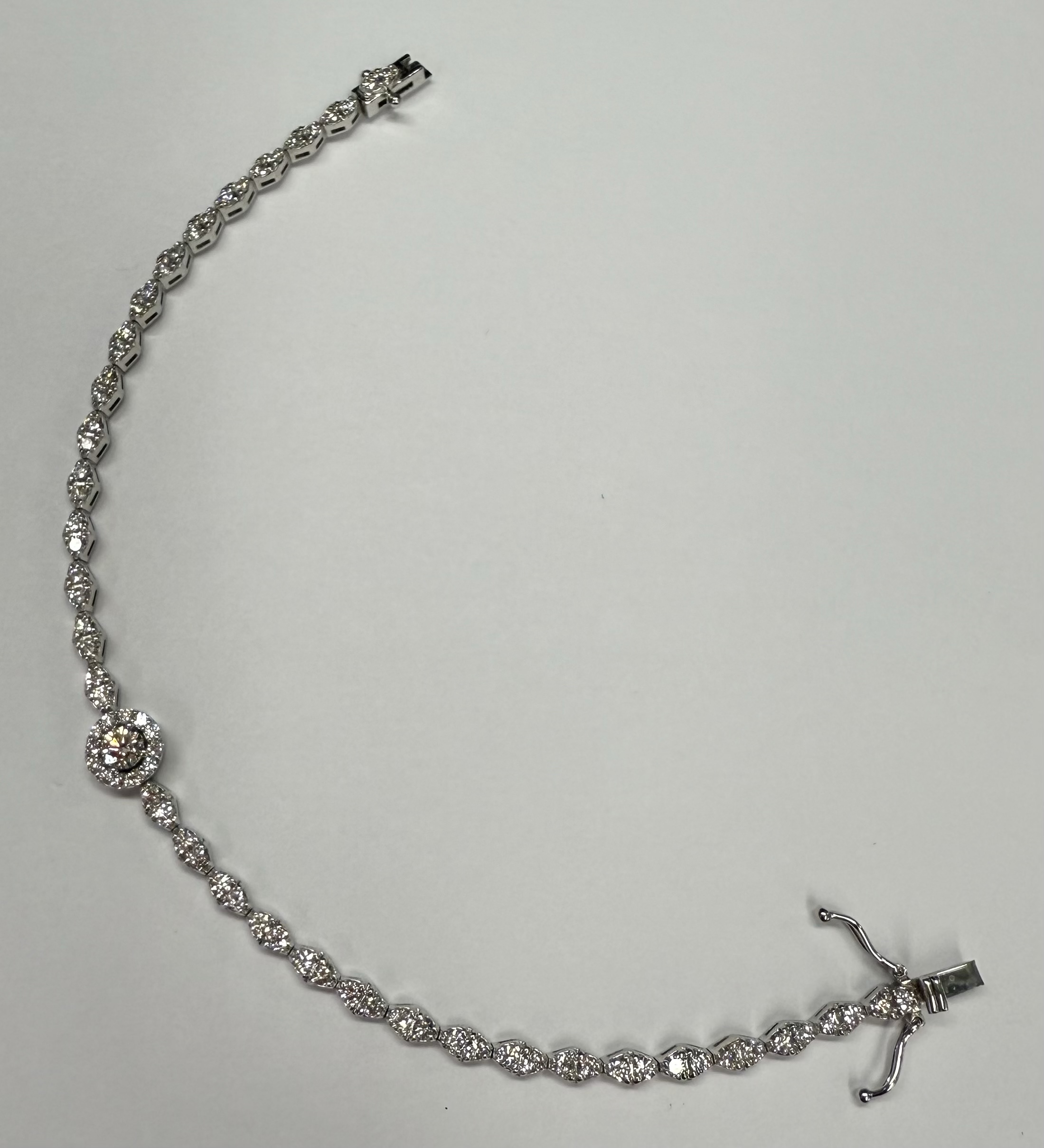 Vintage 14k White Gold Genuine 2.20 Cttw Round Brilliant Cut Diamond Bracelet - Image 10