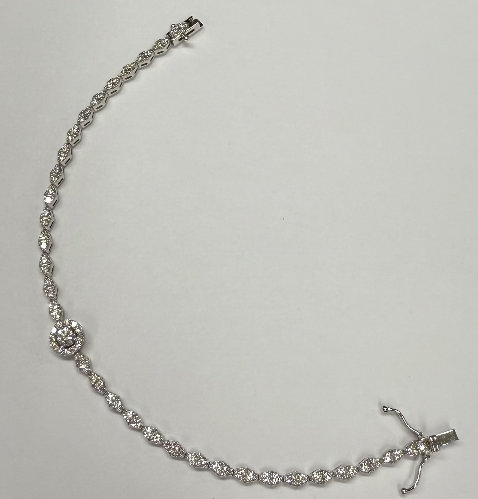 Vintage 14k White Gold Genuine 2.20 Cttw Round Brilliant Cut Diamond Bracelet - Image 11