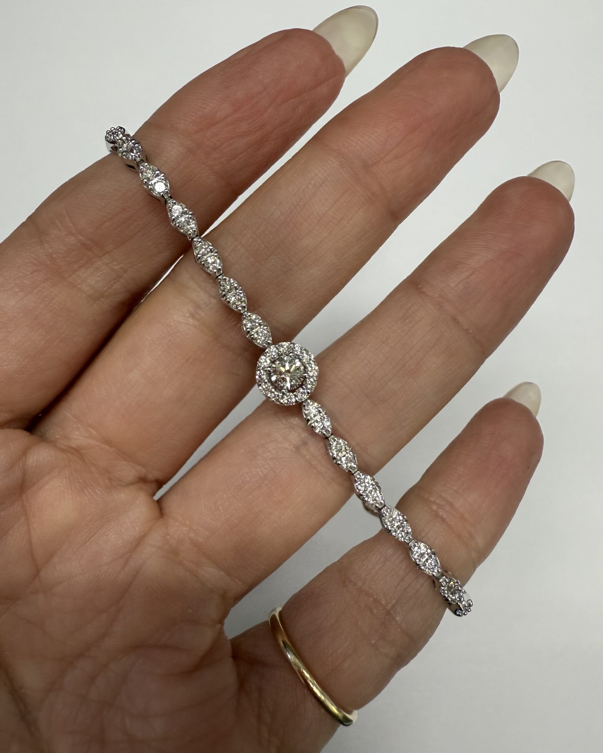 Vintage 14k White Gold Genuine 2.20 Cttw Round Brilliant Cut Diamond Bracelet - Image 15